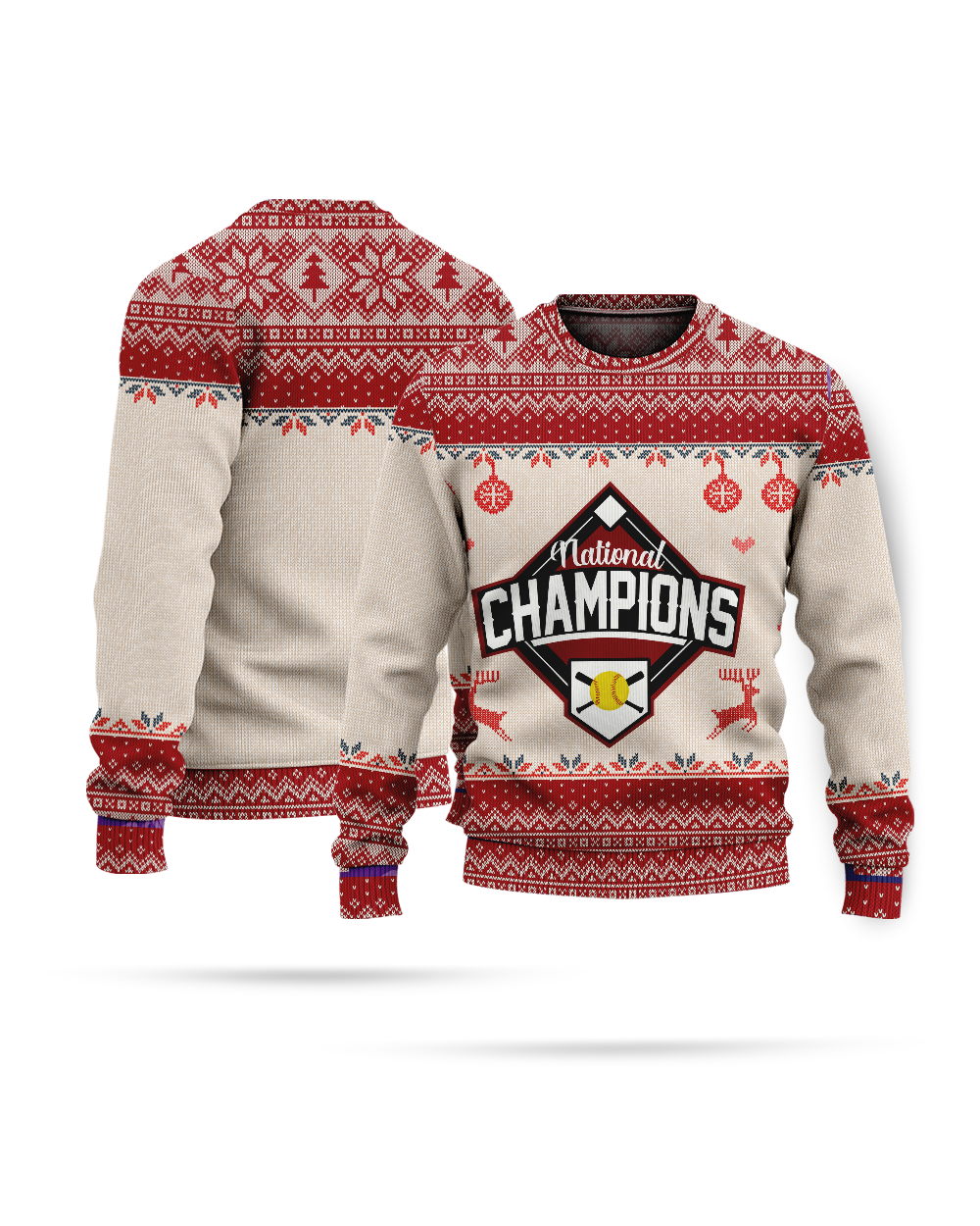 Ugly Christmas Sweaters for Softball Lovers AOP Ugly Sweater 2 white s