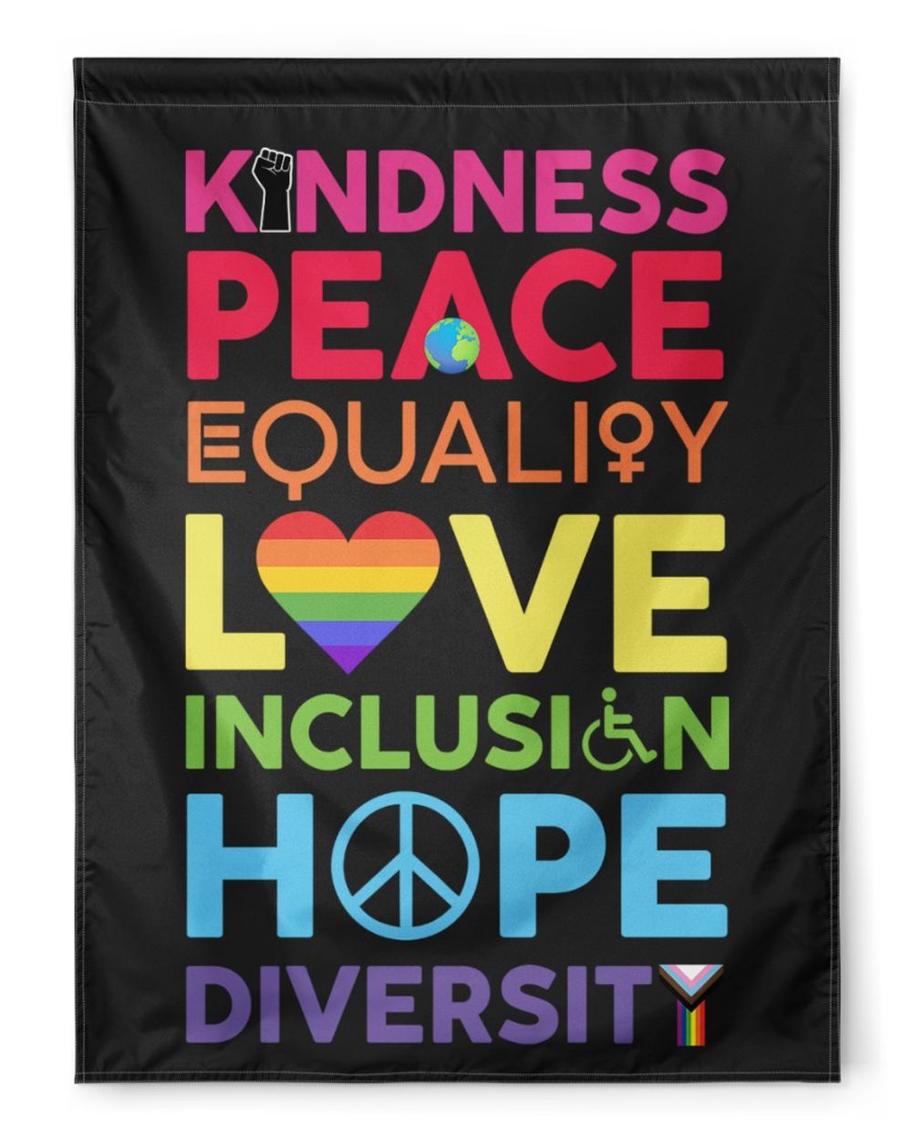 Kindness Peace Equality Love Hope Flag