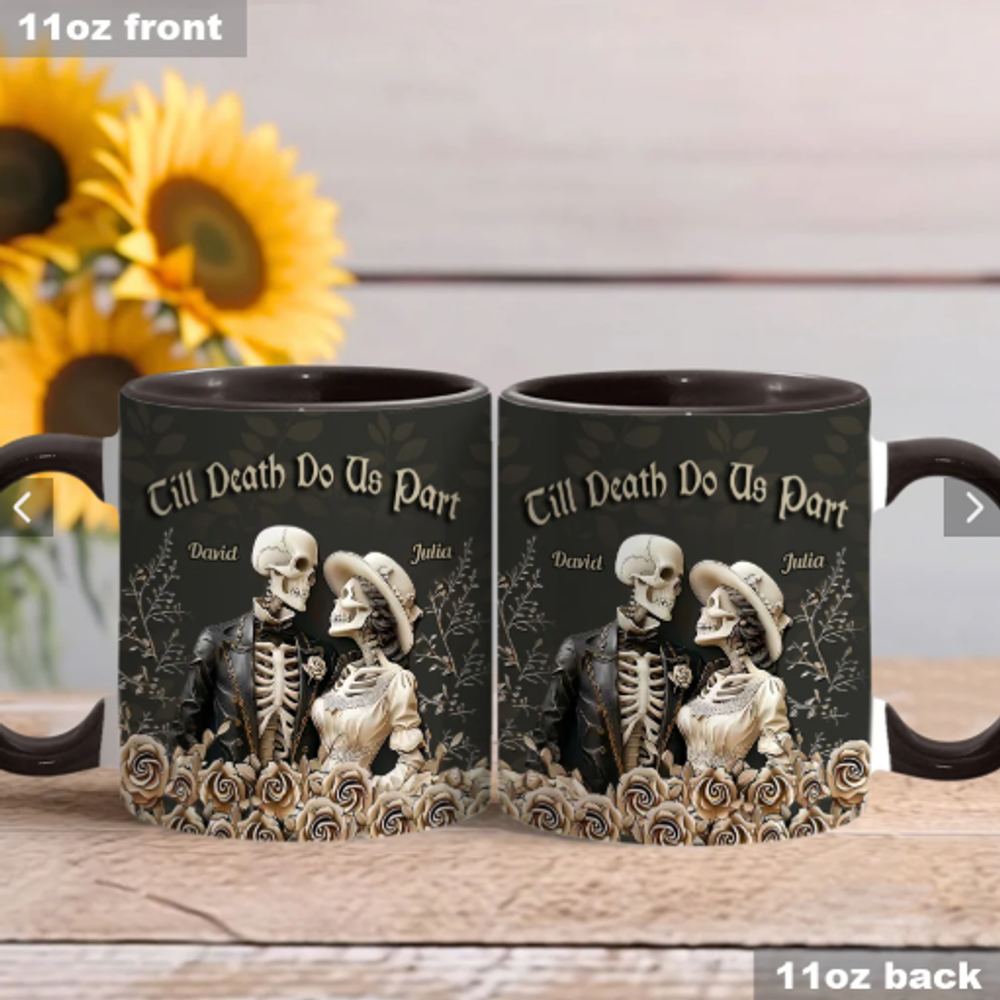 Personalized Till Death Skull Accent Mug