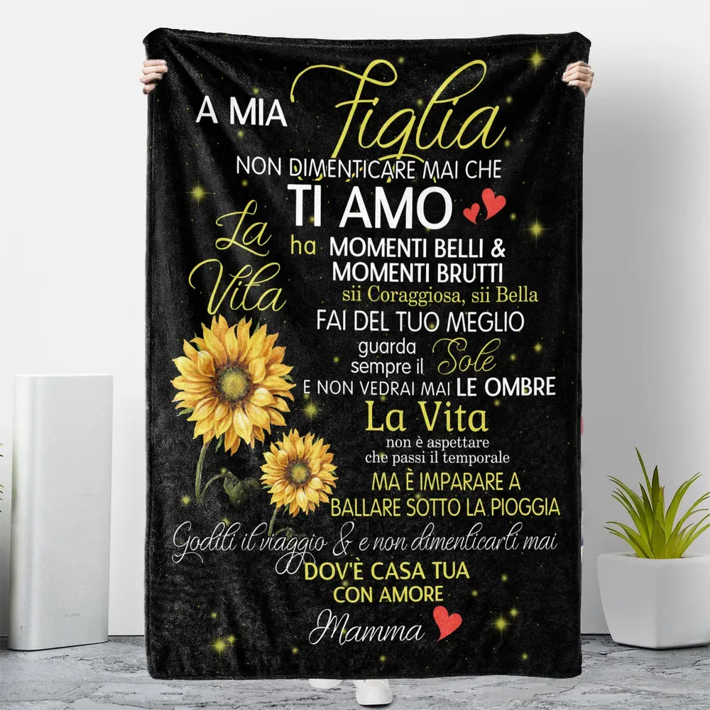 IT - Coperta A mia Figlia Non dimenticare mai che Ti amo Con amore Mamma Couch Blanket (Printed in the EU) white s