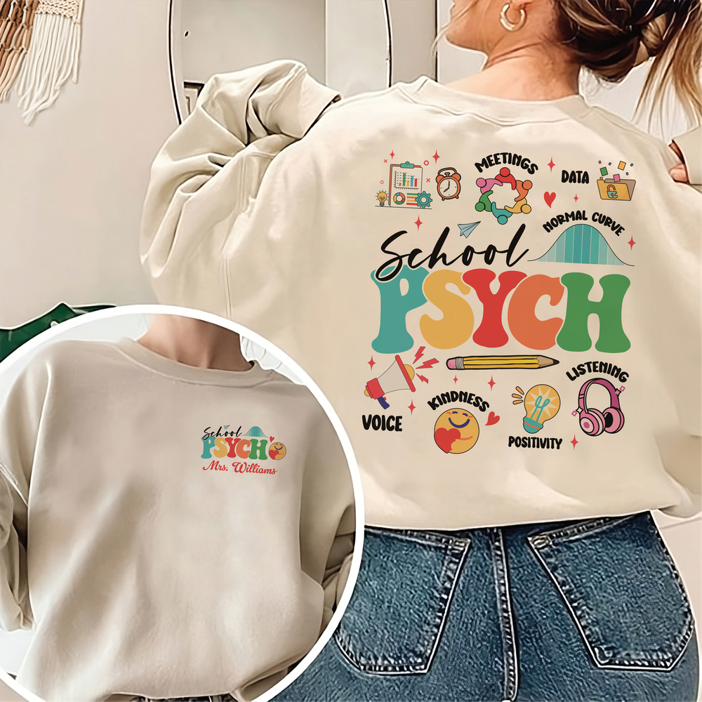 School Psych Sweatshirt, Retro School Psychologist Sweatshirt, School Psych Sweatshirt, Teacher Appreciation, Psychology Shirt Unisex Sweatshirt white s