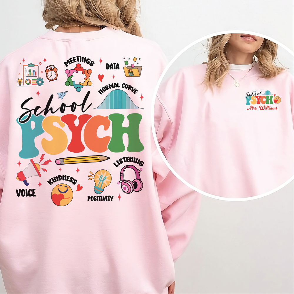 School Psych Sweatshirt, Retro School Psychologist Sweatshirt, School Psych Sweatshirt, Teacher Appreciation, Psychology Shirt Unisex Sweatshirt white s
