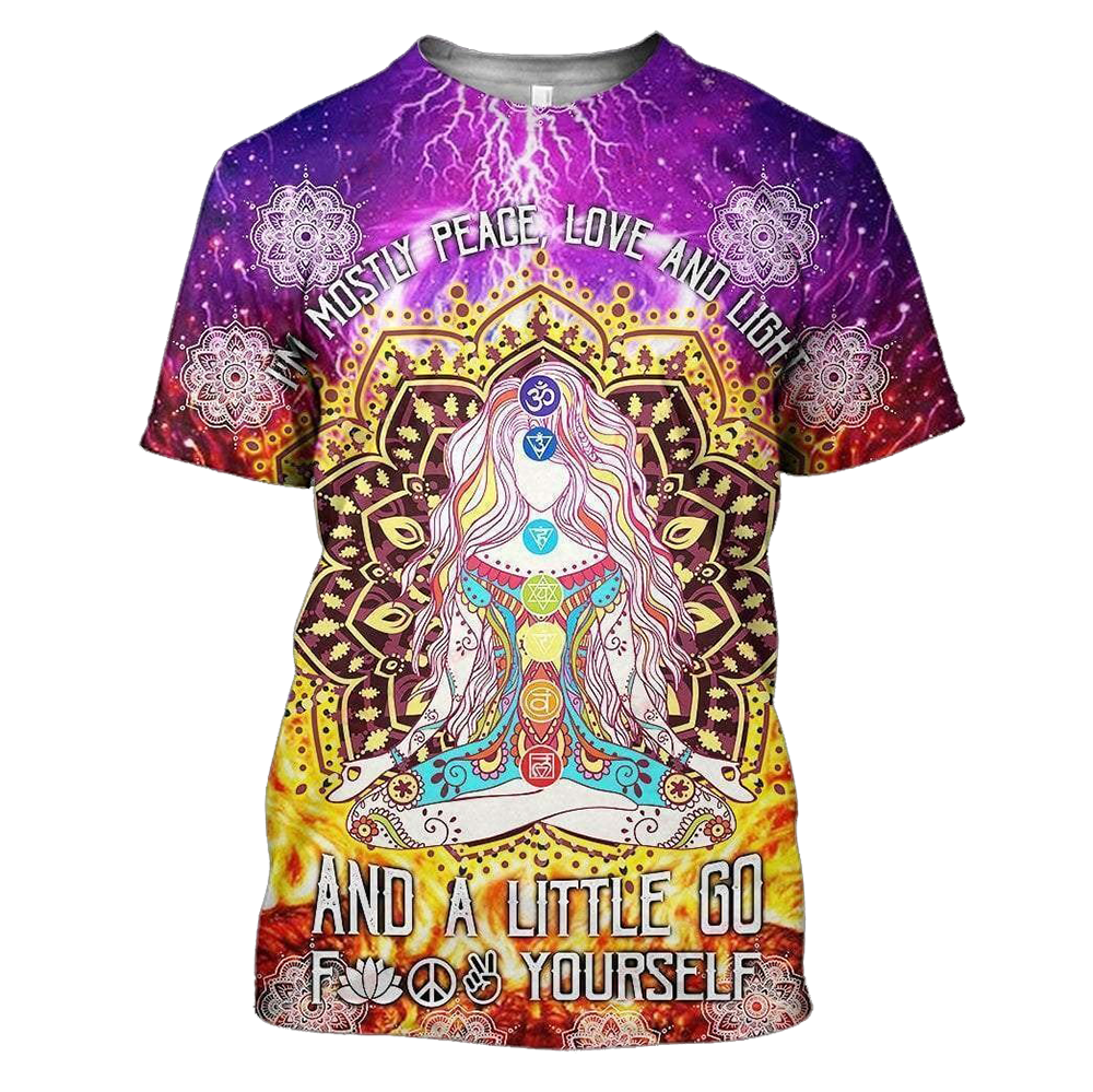 Mostly Peace Love And Light All Over Print Shirt AOP Unisex Standard T-shirt 2 white s
