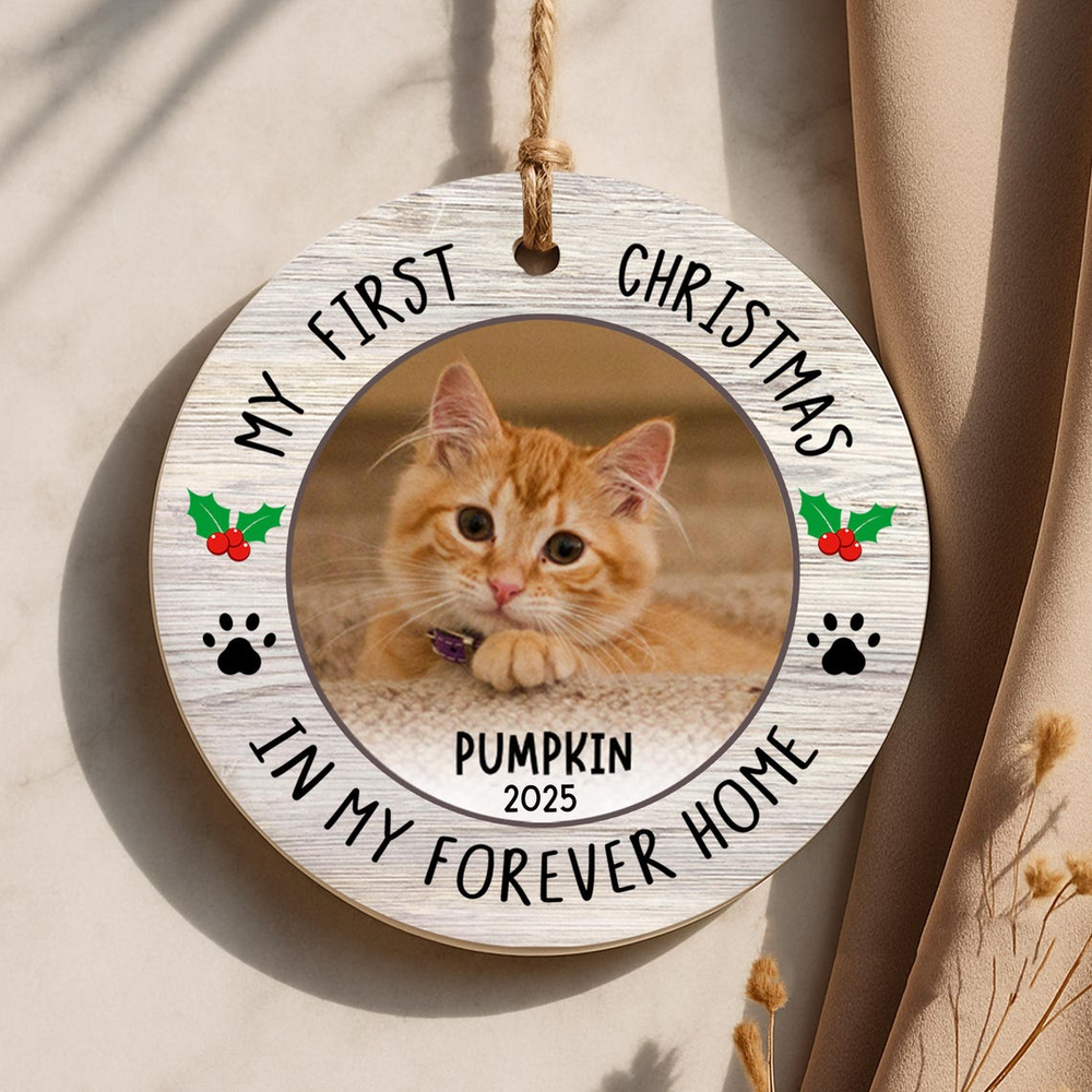 Pet Photo Print Circle Ceramic Ornament (US) white one-sided 1pcs