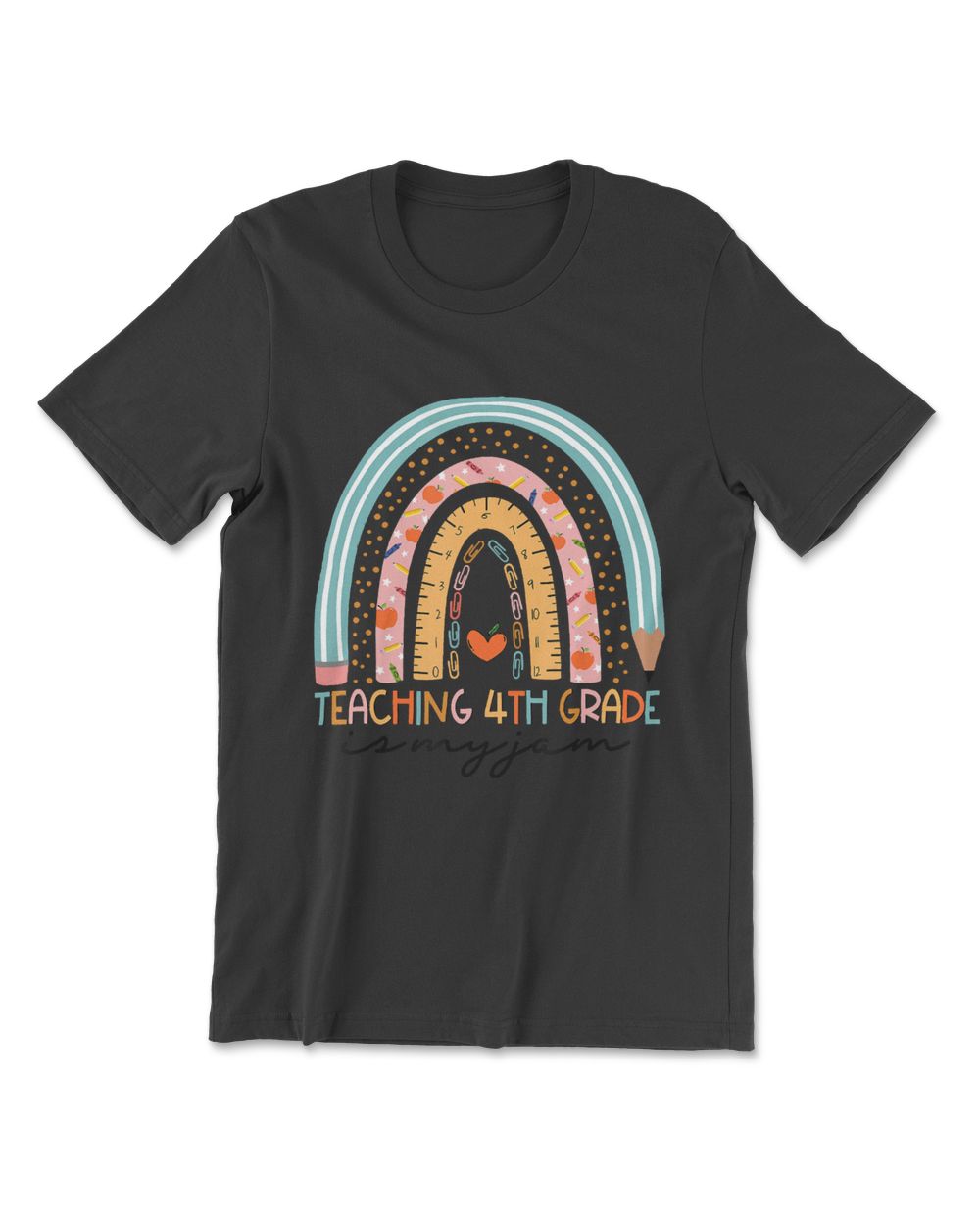 Rainbow Teaching 4th Grade Is My Jam Teacher Back To School T-Shirt Men's Premium Tshirt black s
