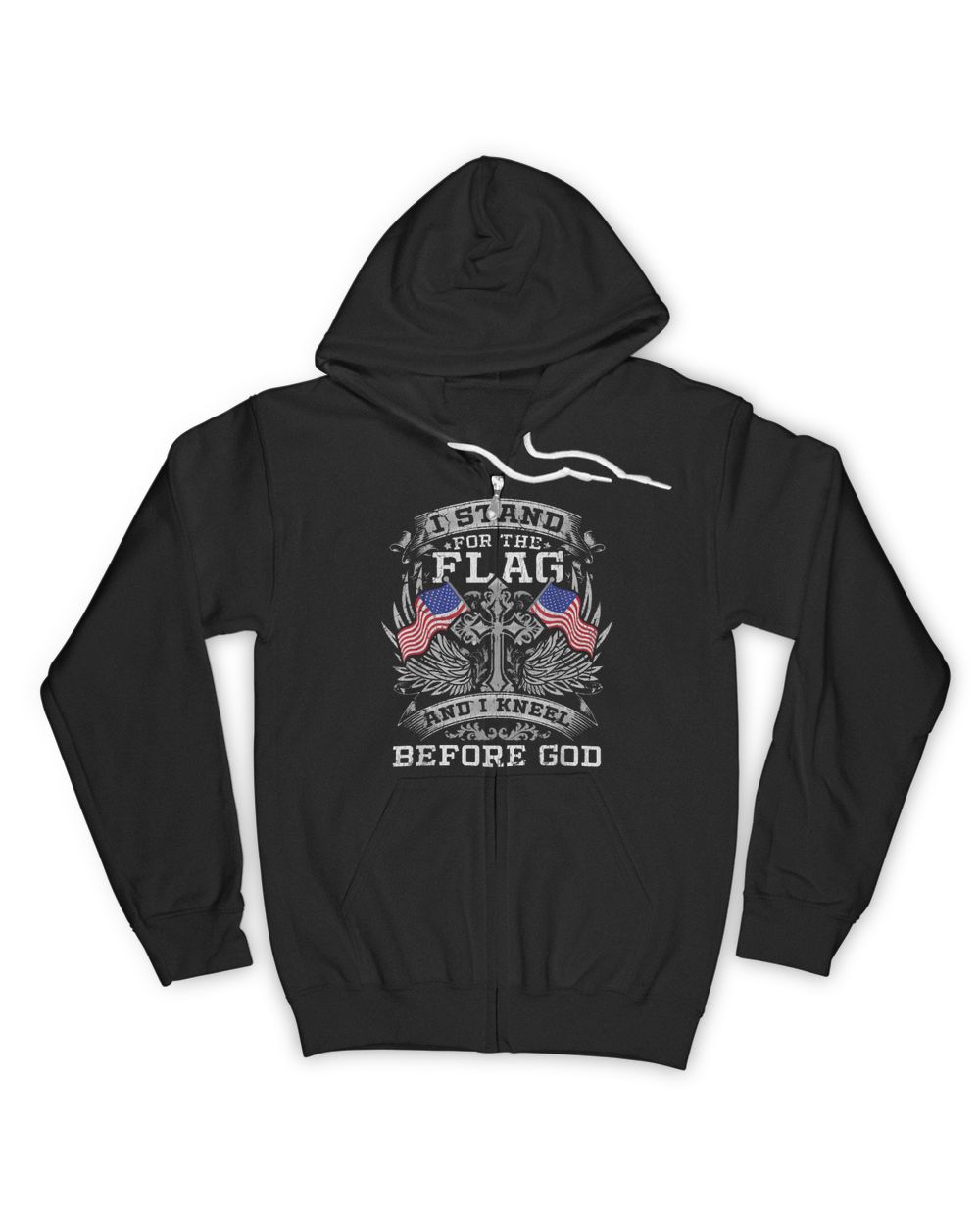 Stand For The Flag Kneel Before God T-Shirt Men's Zip Hoodie black s