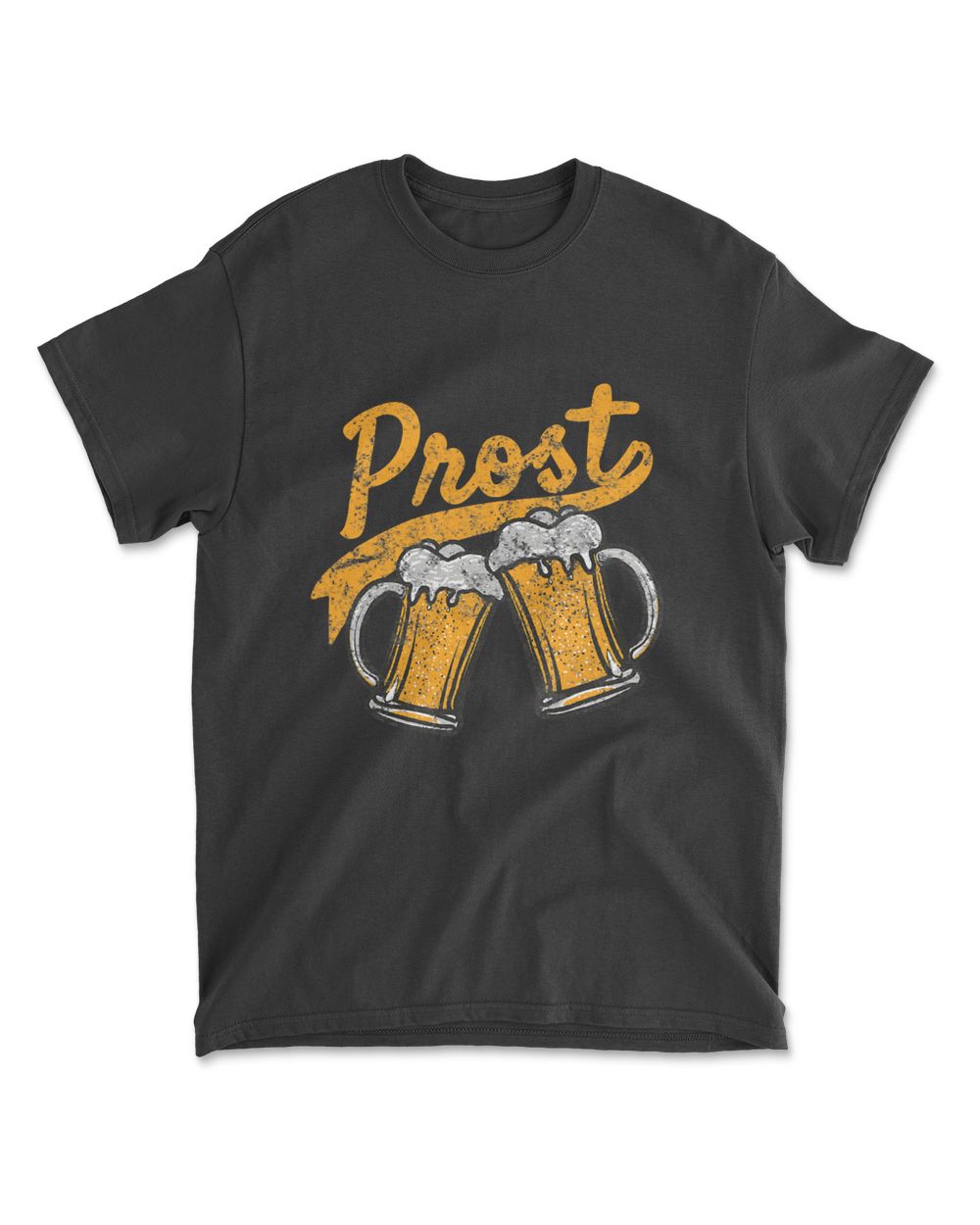 German Prost Cheers Beer Drinking Tshirt Distressed Design Men's Standard T-Shirt black s