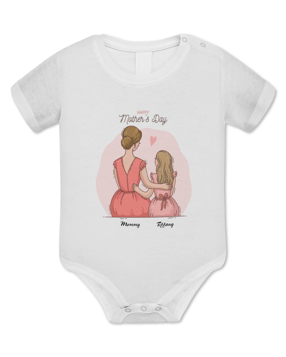 Happy Mother's Day Customize Mom and Daughter Baby Bodysuit - EU white 3m