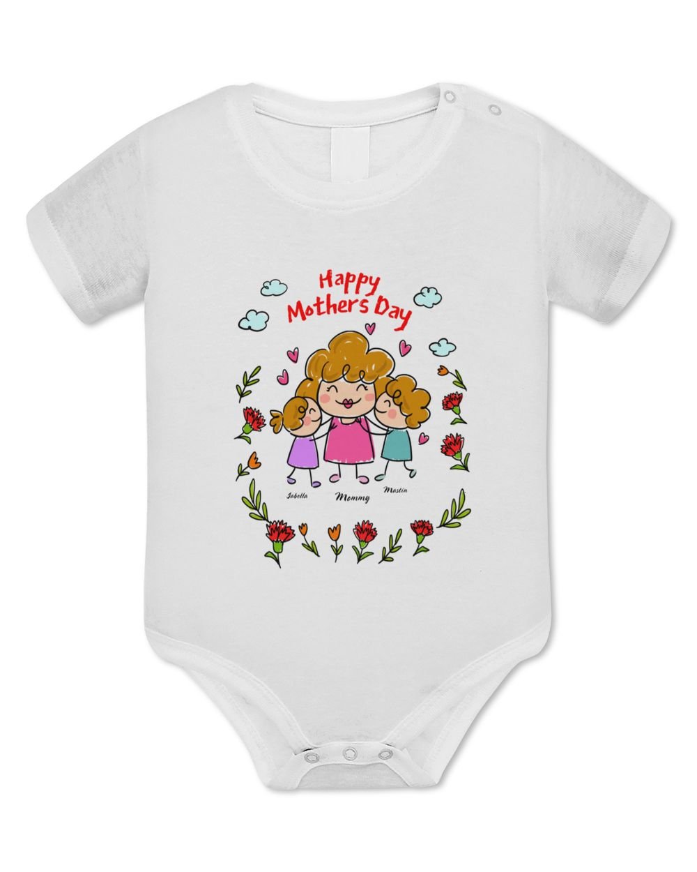 Happy Mother's Day - Mother and Son Daughter Baby Bodysuit - EU white 3m
