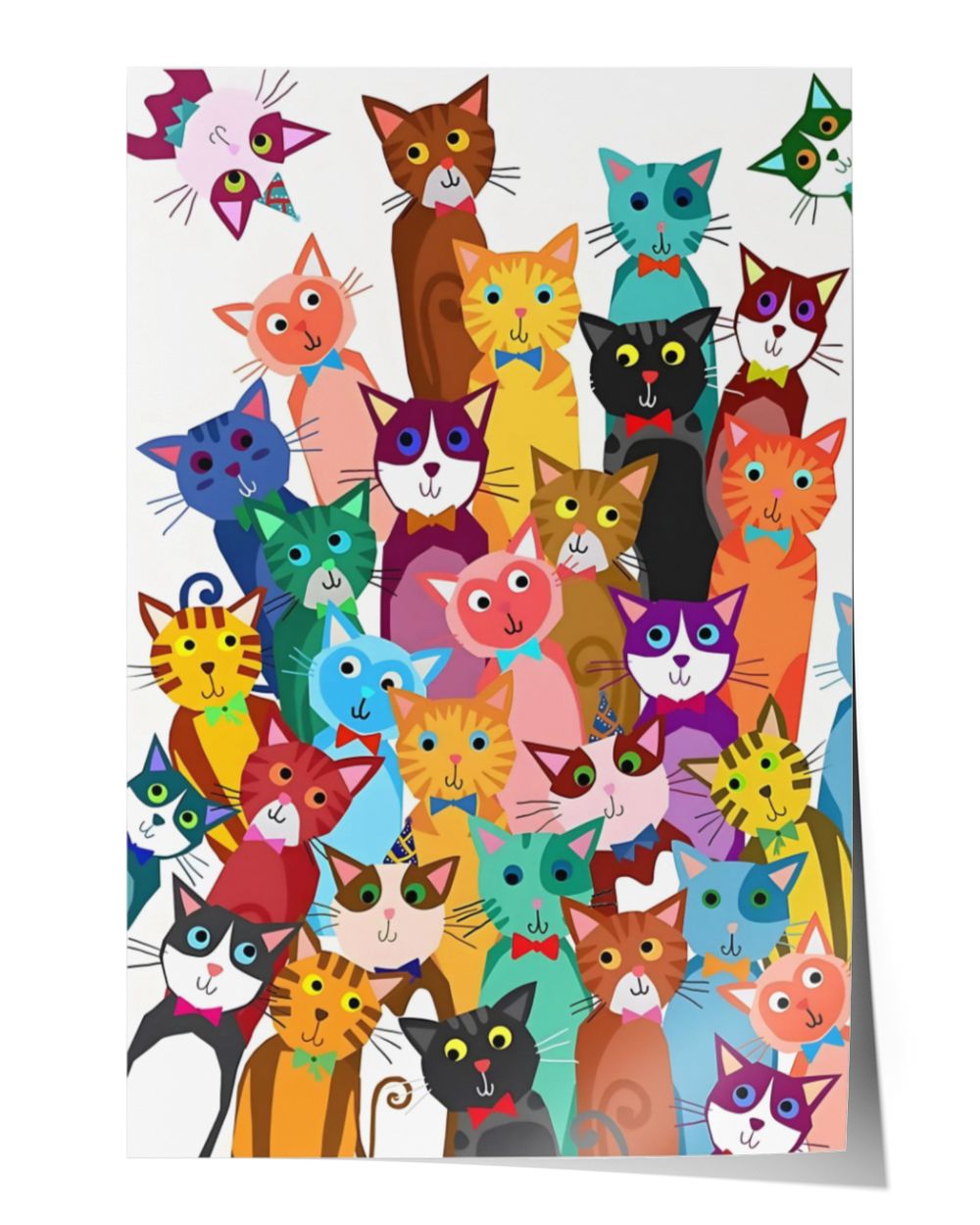 ETTP26 Colorful Cats Satin Portrait Poster (16x24in)