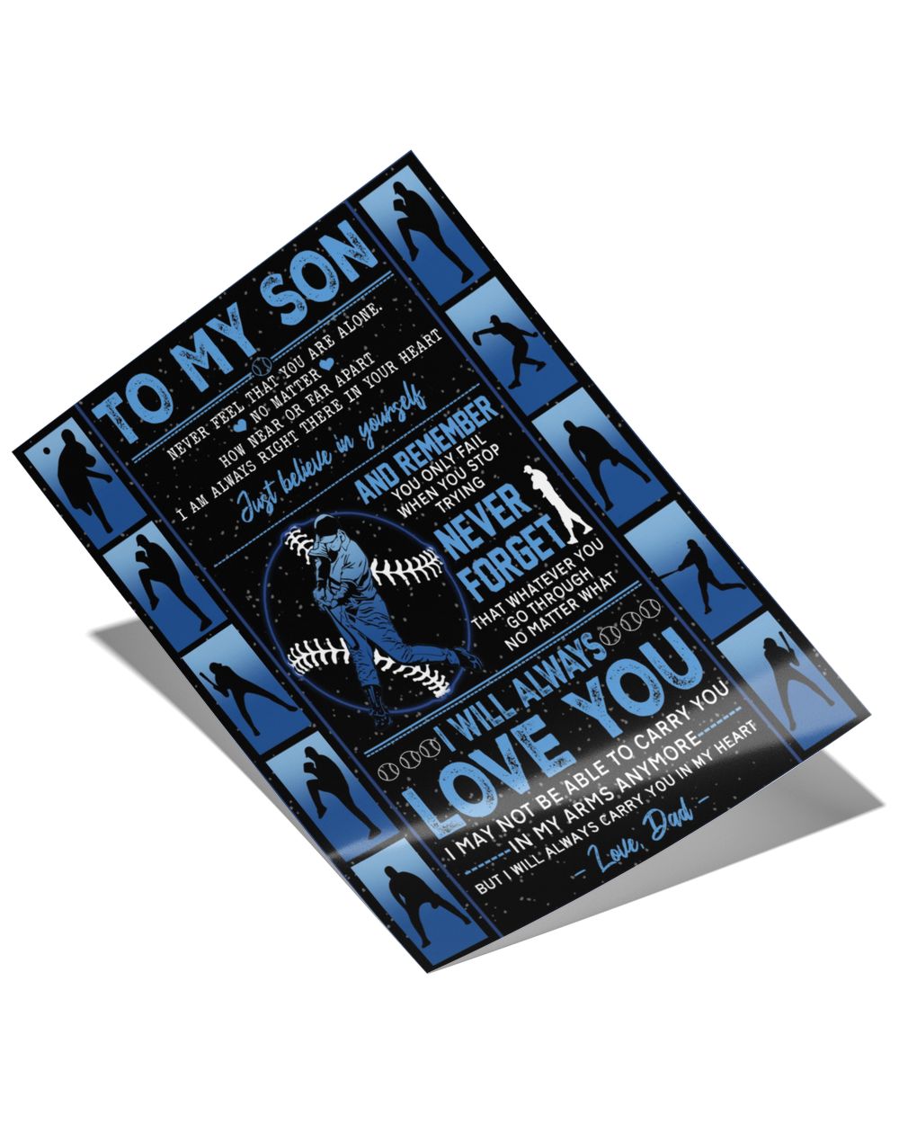 Baseball  My Son Poster/Canvas Lovely Gifts to Son from Family Satin Portrait Poster (16x24in) white 16x24in