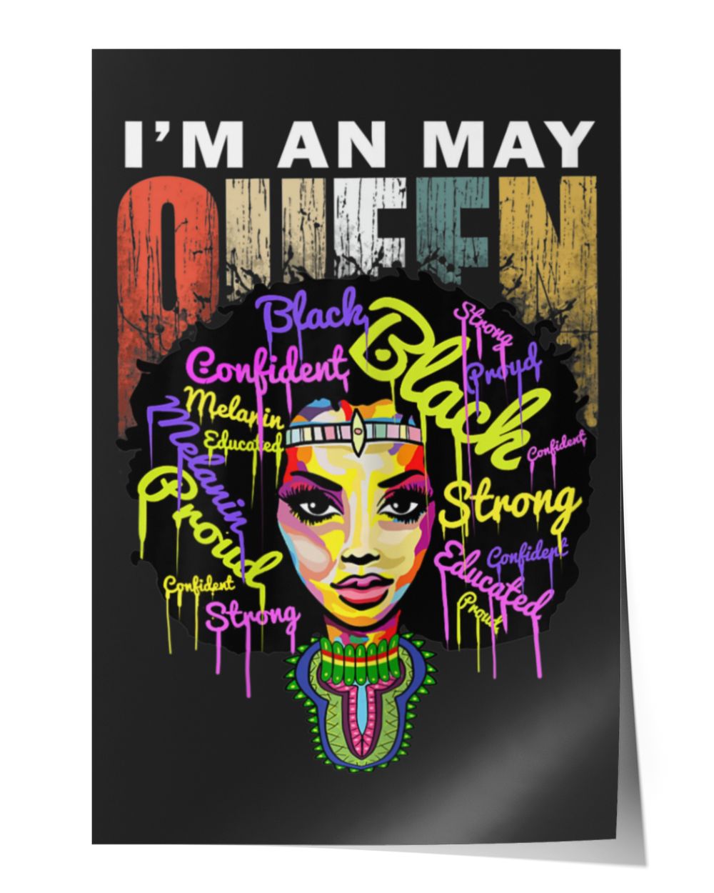 Womens May Birthday Shirts for Women Gifts - Im Black Queen Girl T-Shirt Satin Portrait Poster (12x18in) black 12x18in