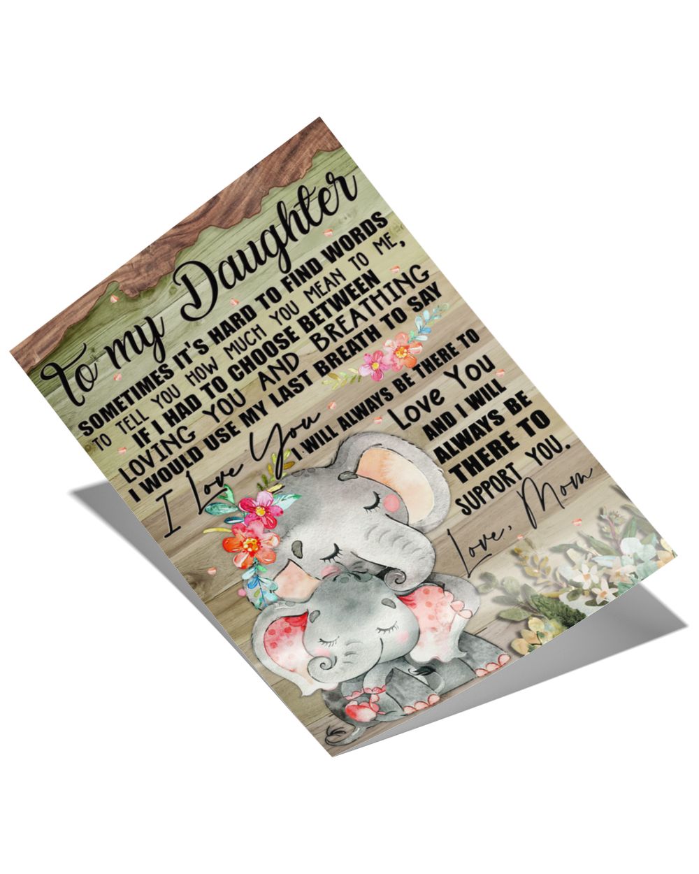 Family To My Daughter Satin Portrait Poster (12x18in) white 12x18in