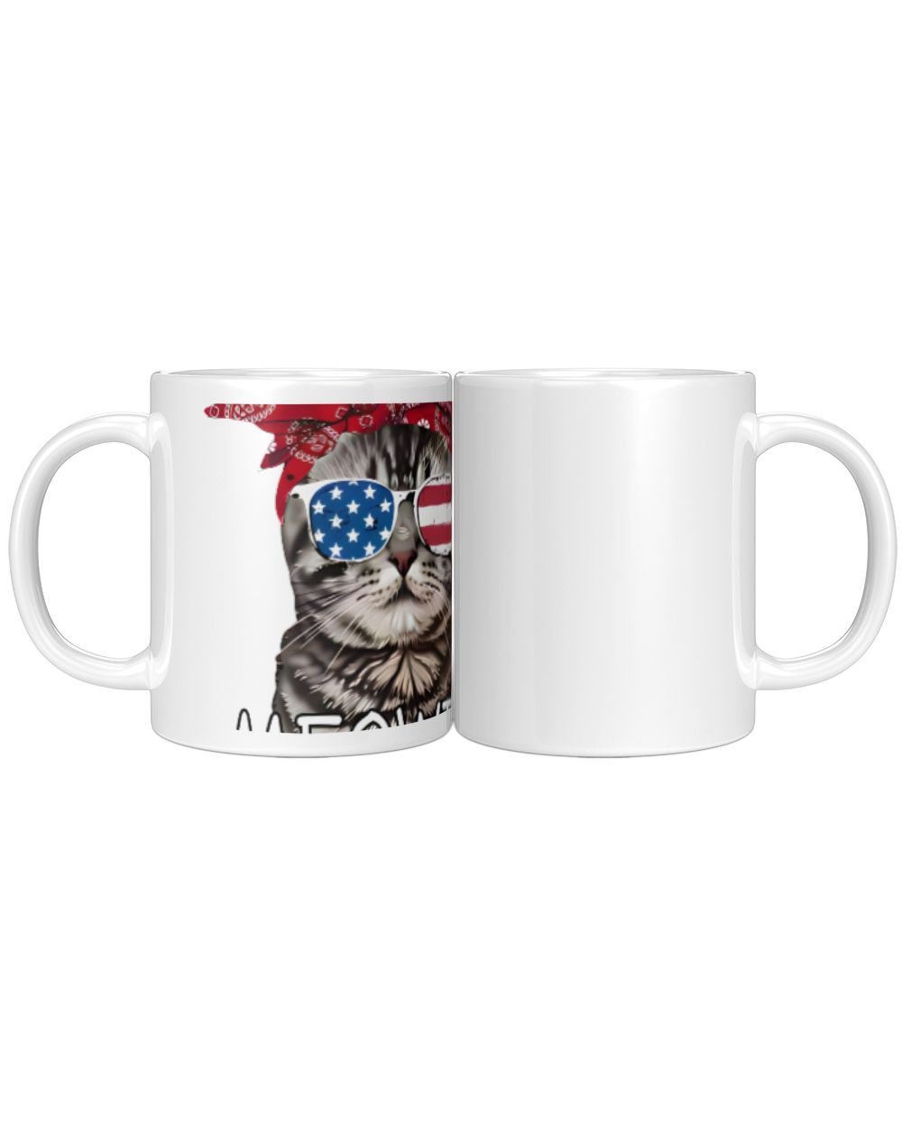 Meowica bandana  July 4th gifts Cat Lovers White Mug white 11oz