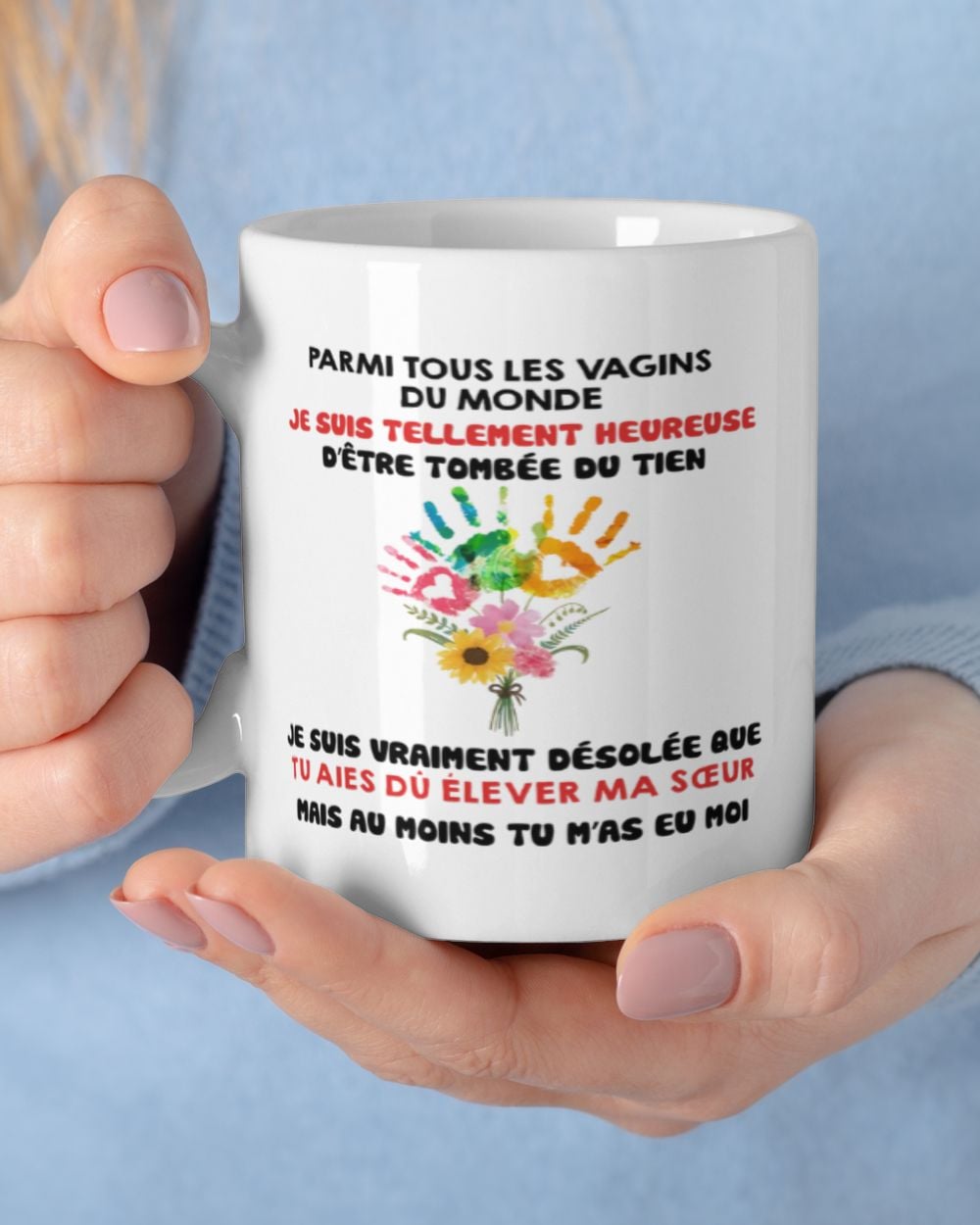 Mug Humour Fête des Mères – Cadeau Première Maman – Tu m’as eu moi White Mug white 11oz