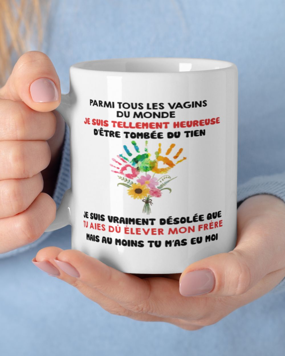 Mug Humour Fête des Mères – Cadeau Première Maman – Tu m’as eu moi White Mug white 11oz