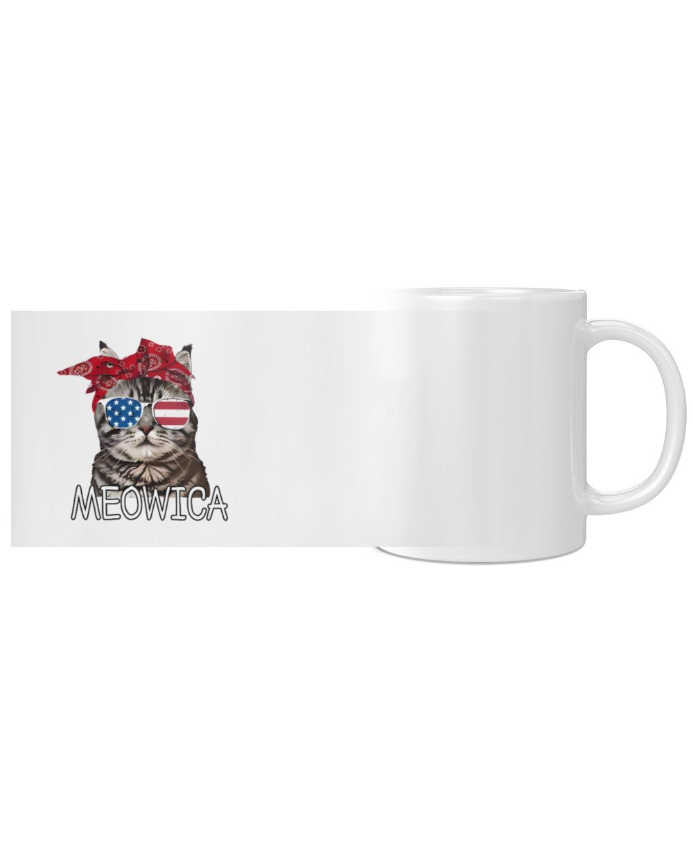 Meowica bandana  July 4th gifts Cat Lovers White Mug white 11oz