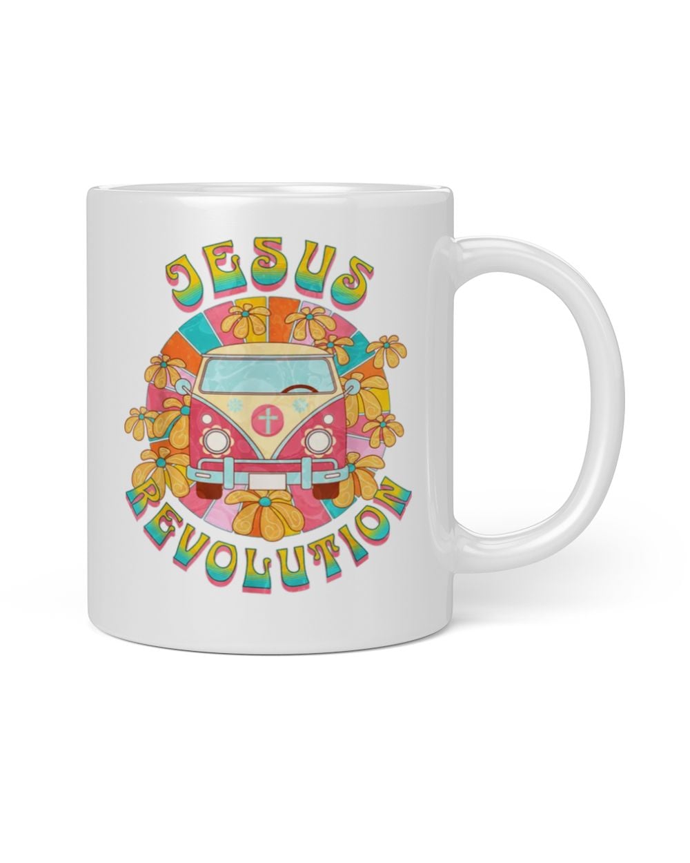Jesus - Revolution People Retro Van Bus Christian Faith White Mug white 11oz
