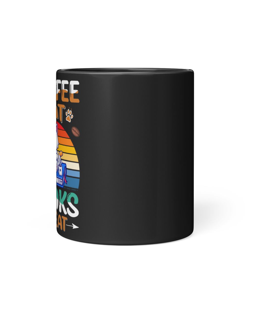 Coffee Cat Book Repeat Black Mug 11oz black 11oz