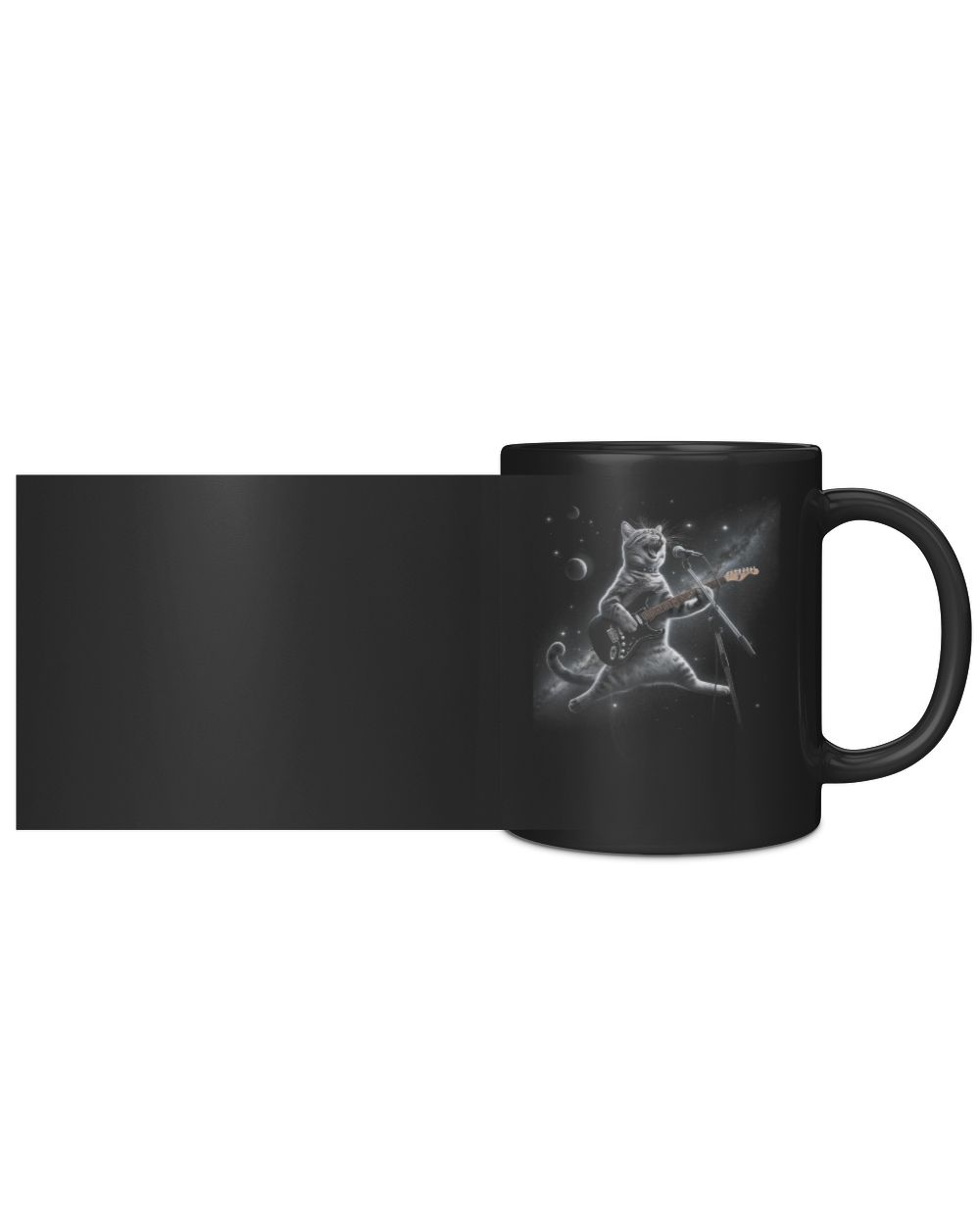 Rock Cat Playing Guitar Electric in space Funny kitty Galaxy TShirt Black Mug 11oz black 11oz