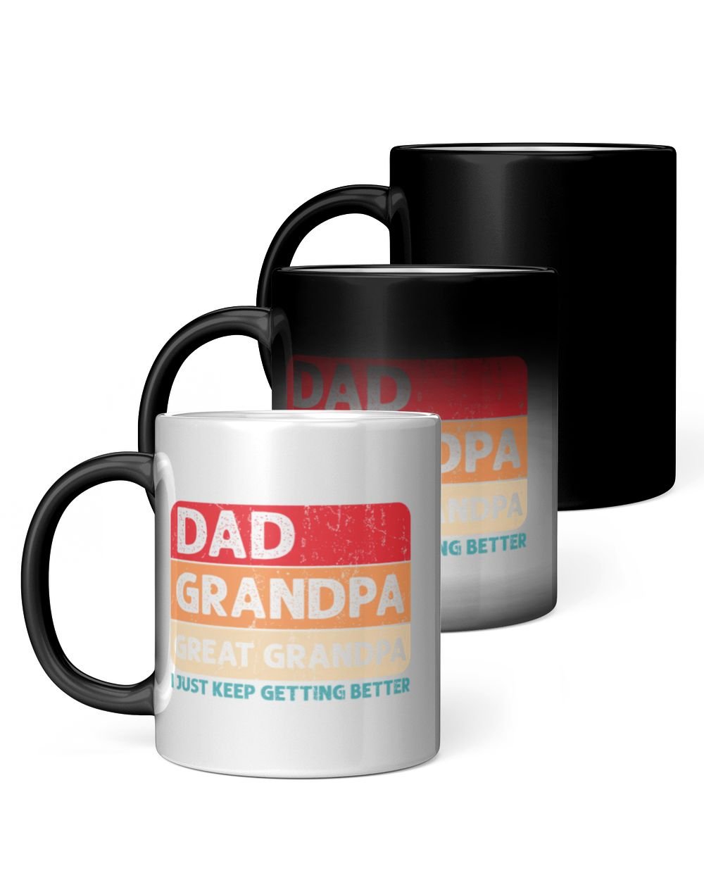 Dad Grandpa Great-Grandpa Mug - Great Grandpa Pregnancy Announcement, Great-Grandpa Gift, Family Baby Announcement Mug Magic Mug 11oz white 11oz