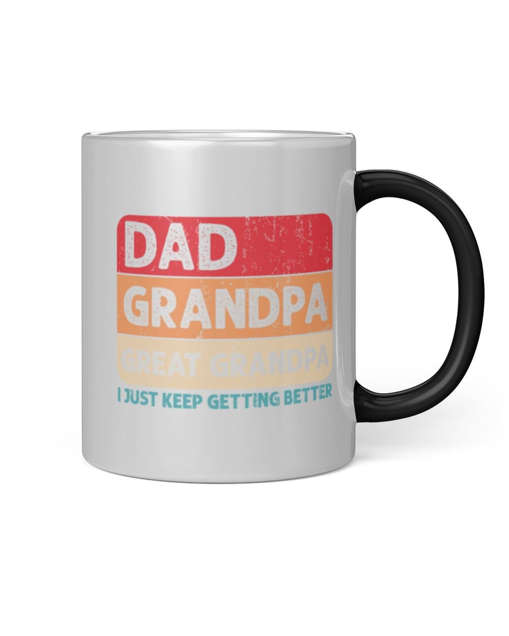 Dad Grandpa Great-Grandpa Mug - Great Grandpa Pregnancy Announcement, Great-Grandpa Gift, Family Baby Announcement Mug Magic Mug 11oz white 11oz