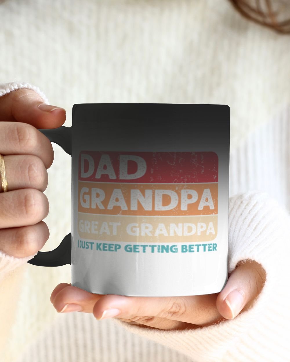 Dad Grandpa Great-Grandpa Mug - Great Grandpa Pregnancy Announcement, Great-Grandpa Gift, Family Baby Announcement Mug Magic Mug 11oz white 11oz