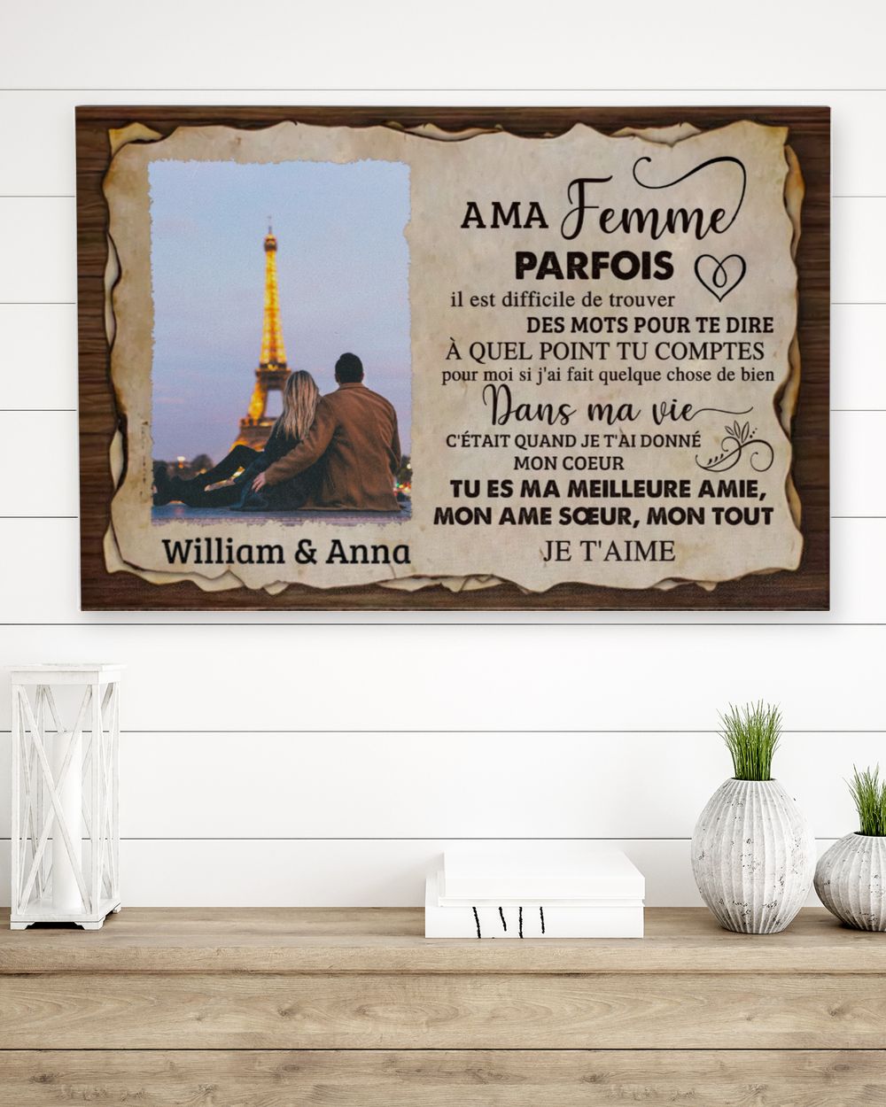 A ma femme Ready To Hang Canvas (36X24 inch) white 36x24in