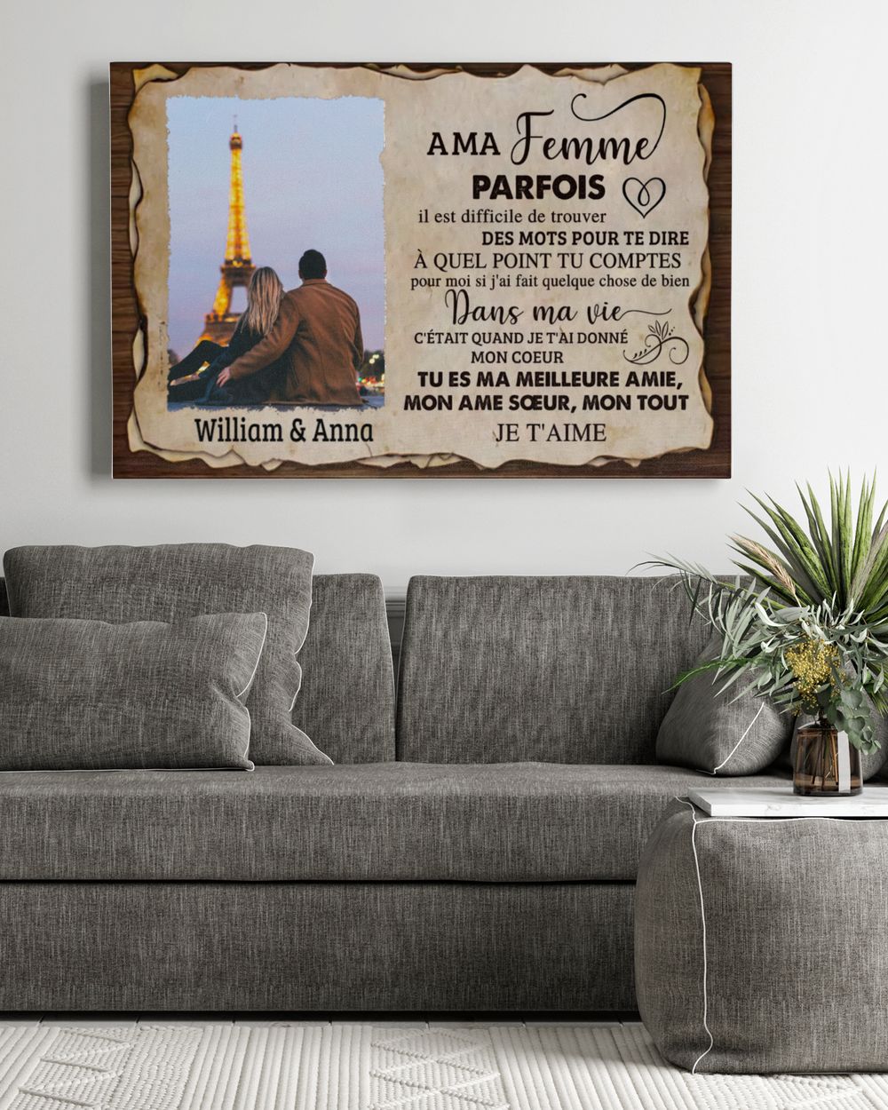 A ma femme Ready To Hang Canvas (30x20 inch) white 30x20in