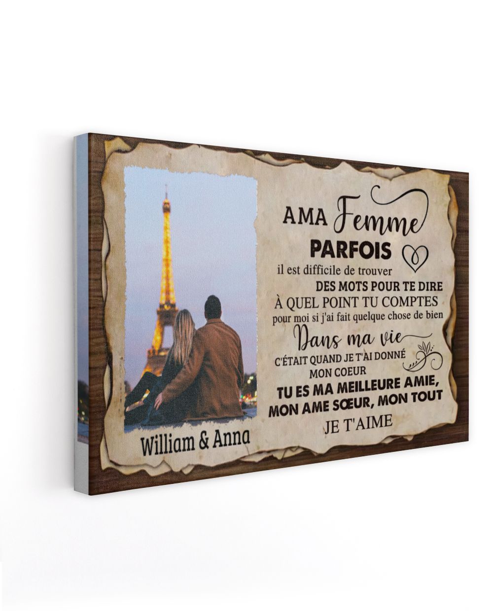 A ma femme Ready To Hang Canvas (30x20 inch) white 30x20in
