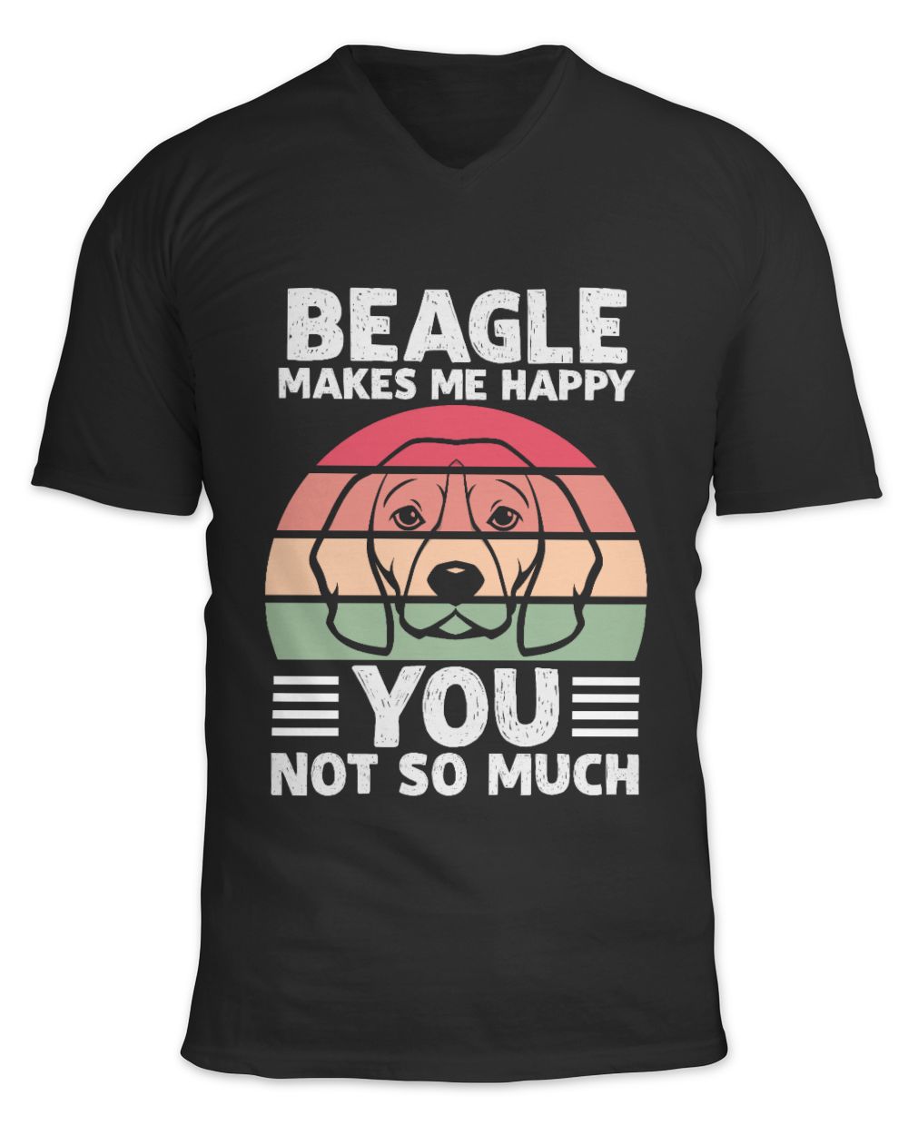 BEAGLE MAKES ME HAPPY Unisex Jersey SS V-Neck T-Shirt black s