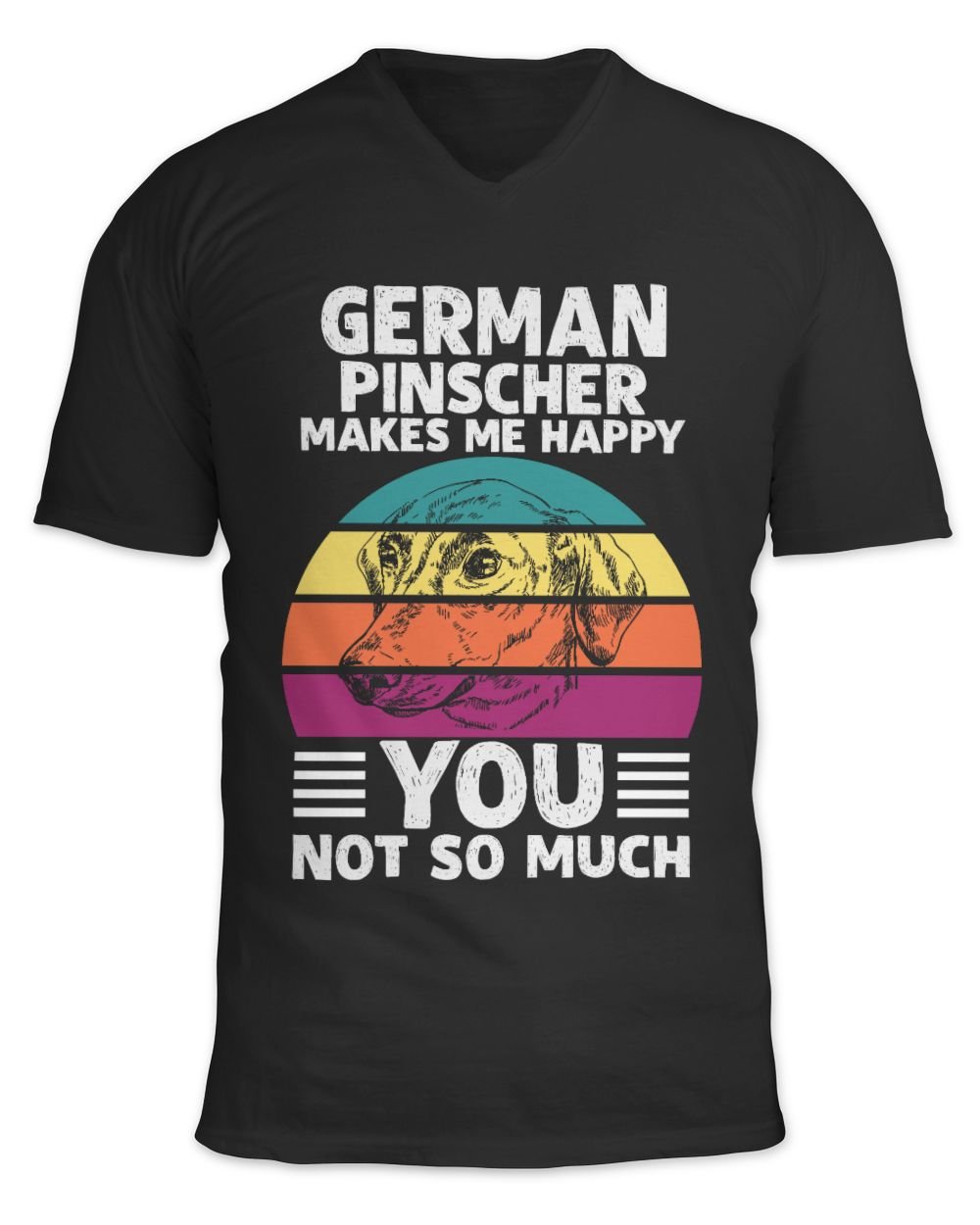 GERMAN-PINSCHER MAKES ME HAPPY Unisex Jersey SS V-Neck T-Shirt black s