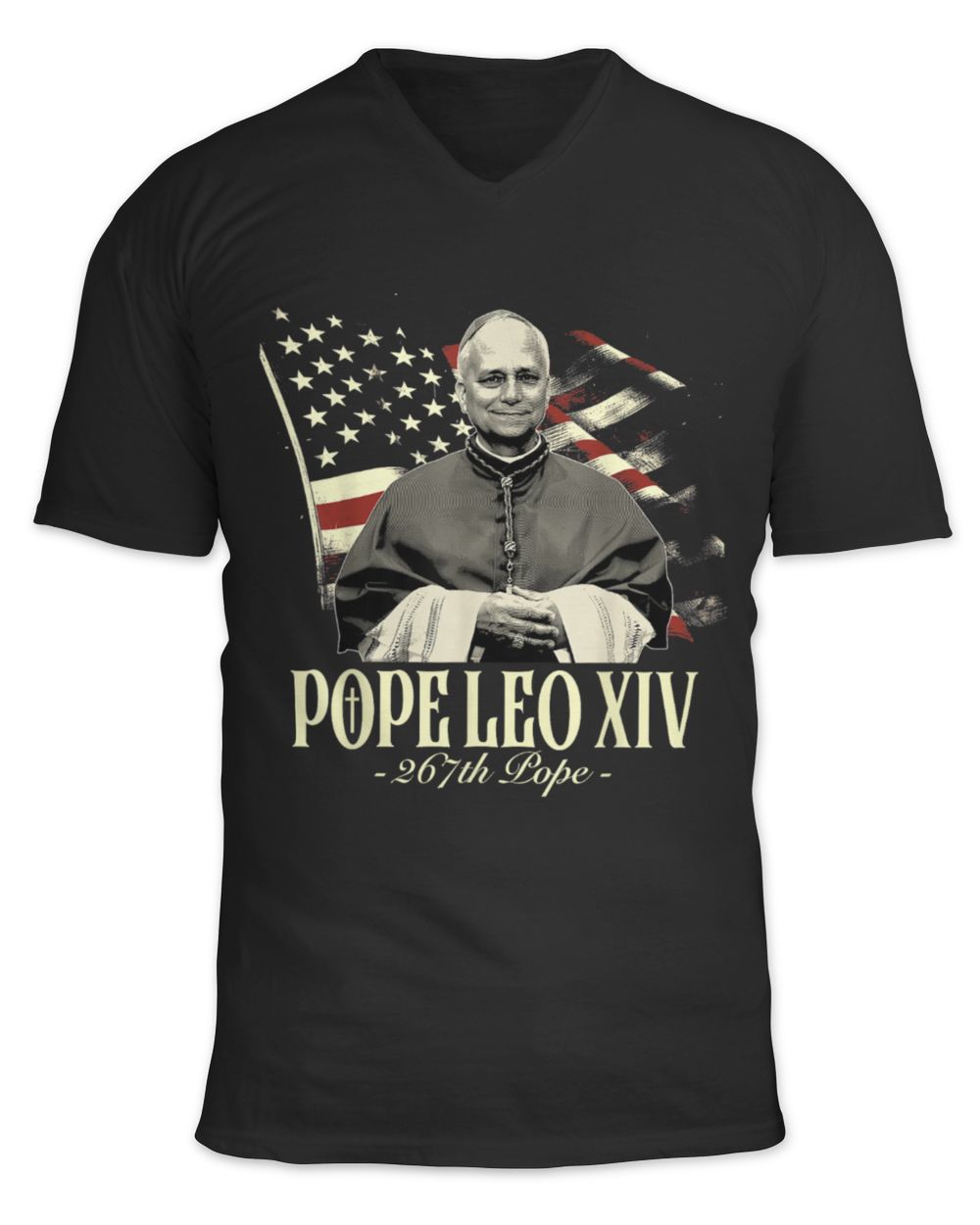 Pope Leo XIV Unisex Jersey SS V-Neck T-Shirt black s