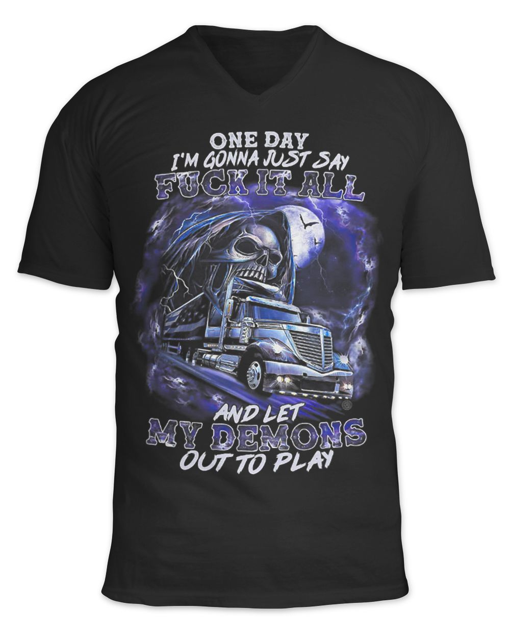 One Day Im Gonna Just Say Fck It All And Let My Demons Out 1 Unisex Jersey SS V-Neck T-Shirt black s