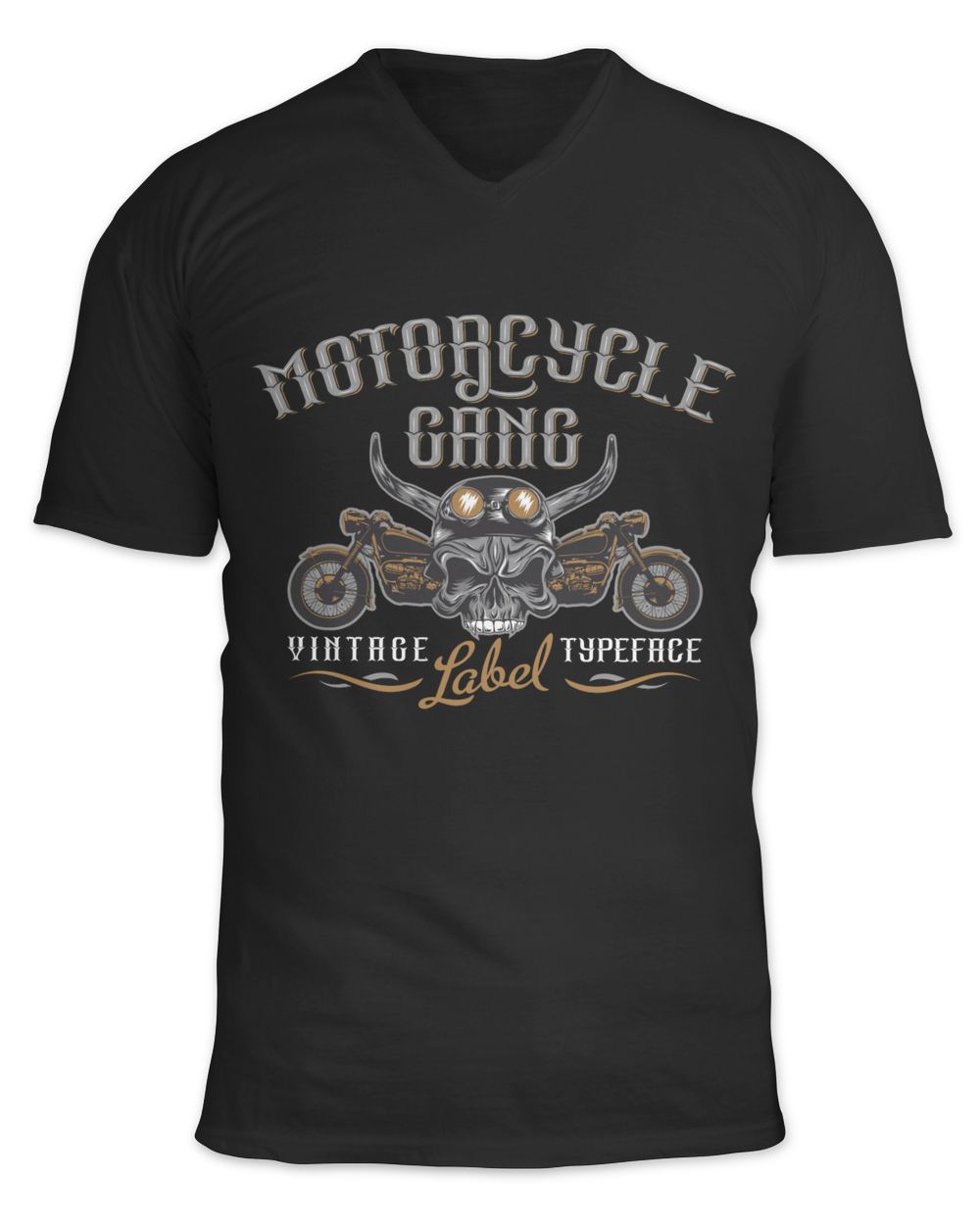 Motorcycle Gang Unisex Jersey SS V-Neck T-Shirt black s