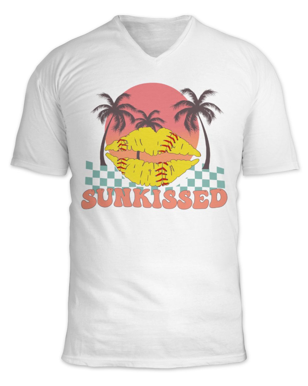 Summer T-shirts, Sunkissed, Softball T-shirts, Unisex T-shirts Unisex Jersey SS V-Neck T-Shirt white s
