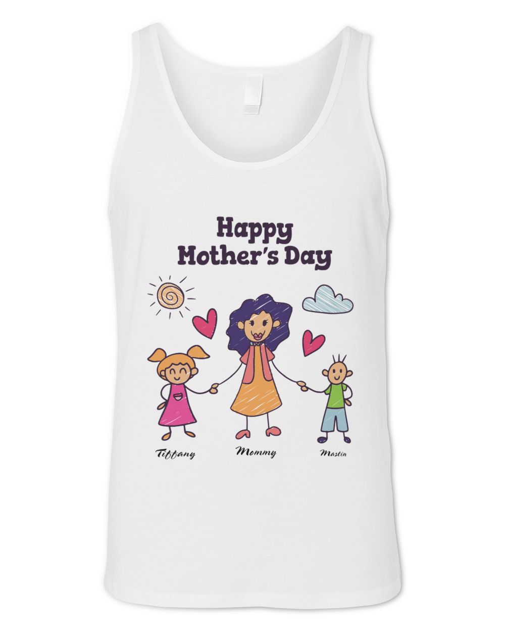 Happy Mother's Day - Mother and Daughter and Son Unisex Jersey Tank white xs