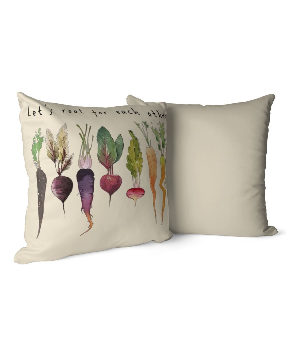Let's Root for each other Cotton Drill Pillow (Dual Sided) natural 16x16in