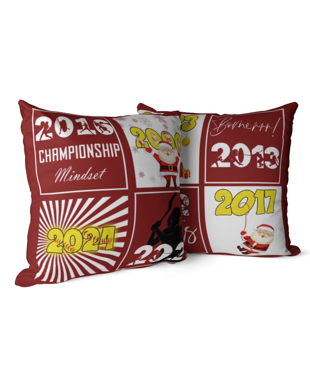 Softball Pillow- Oklahoma Softball- Championship Mindset Cotton Drill Pillow (Dual Sided) white 16x16in