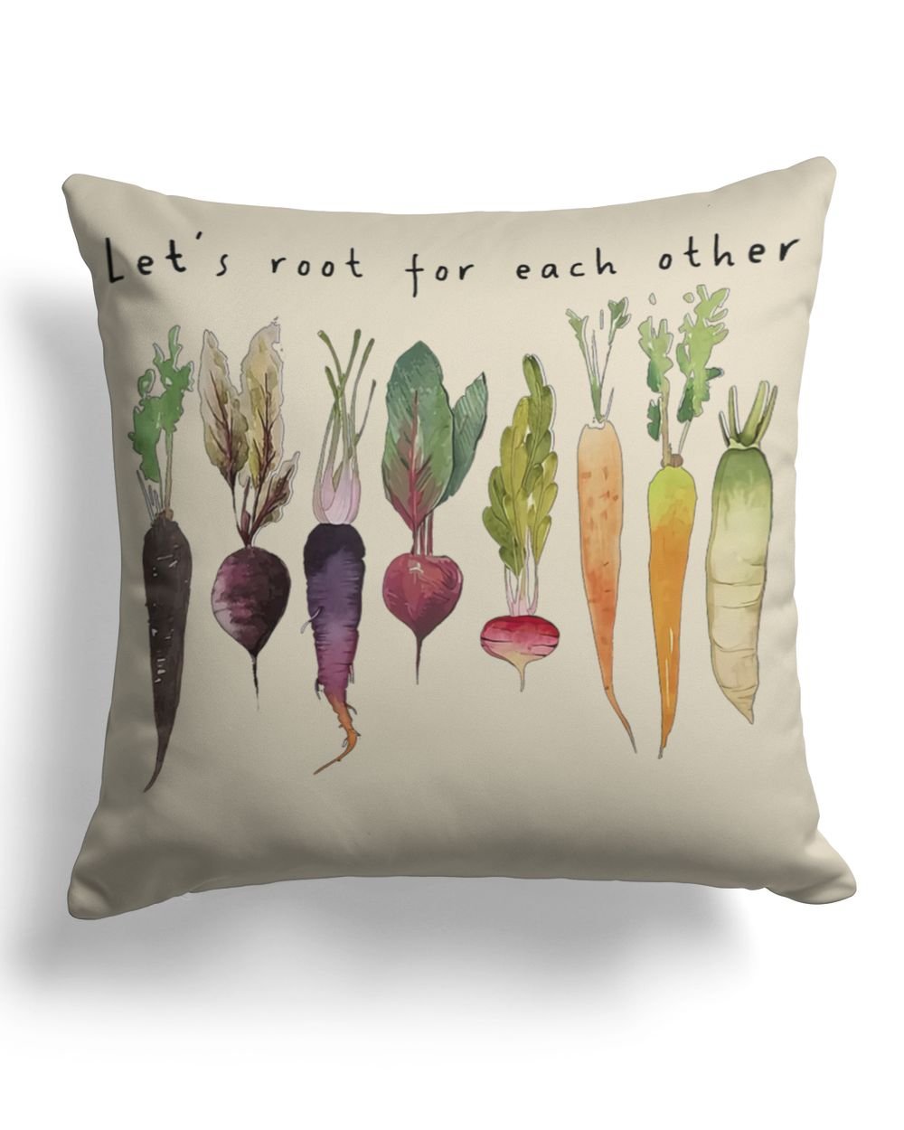 Let's Root for each other Cotton Drill Pillow (Dual Sided) natural 16x16in