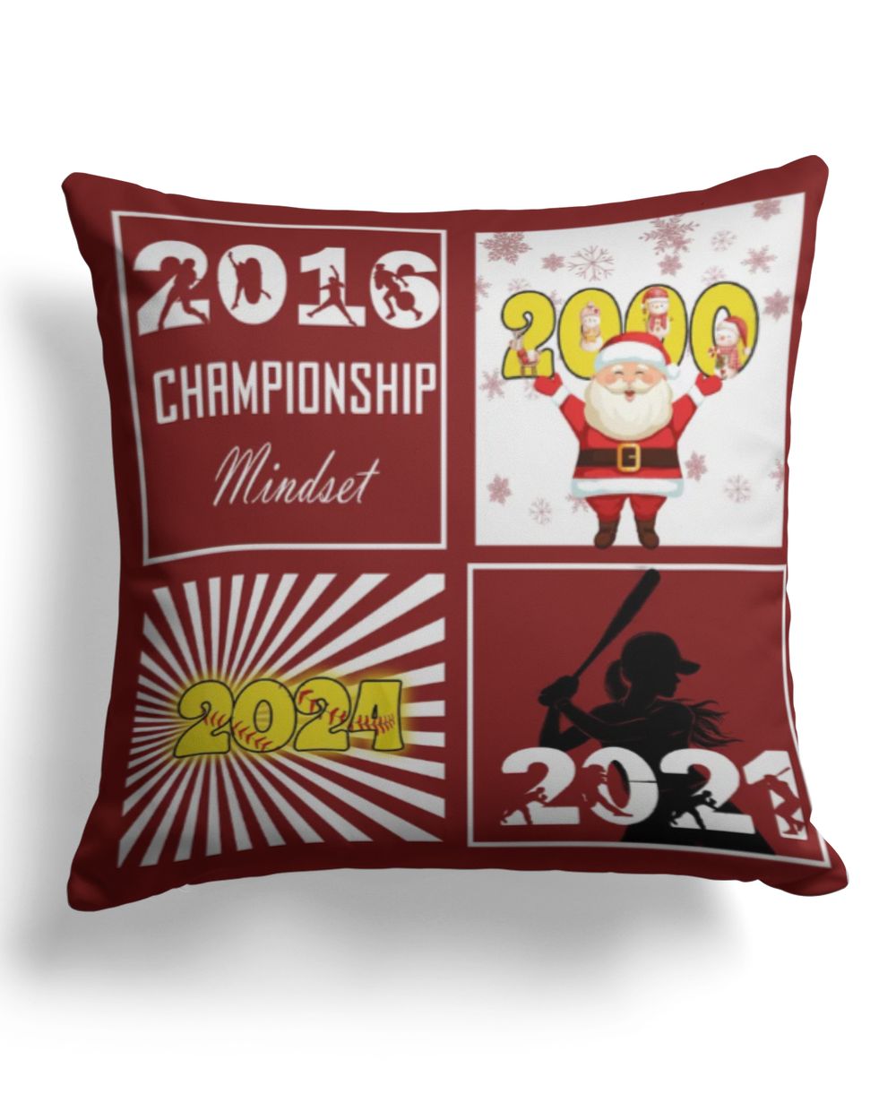 Softball Pillow- Oklahoma Softball- Championship Mindset Cotton Drill Pillow (Dual Sided) white 16x16in