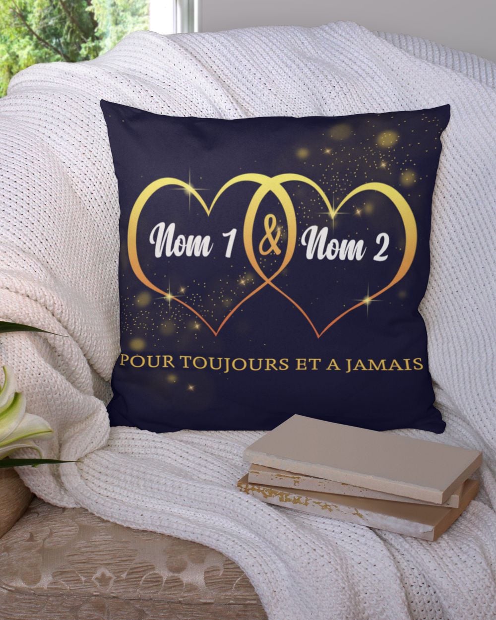 FR - POUR TOUJOURS ET A JAMAIS Cotton Drill Pillow (Dual Sided)