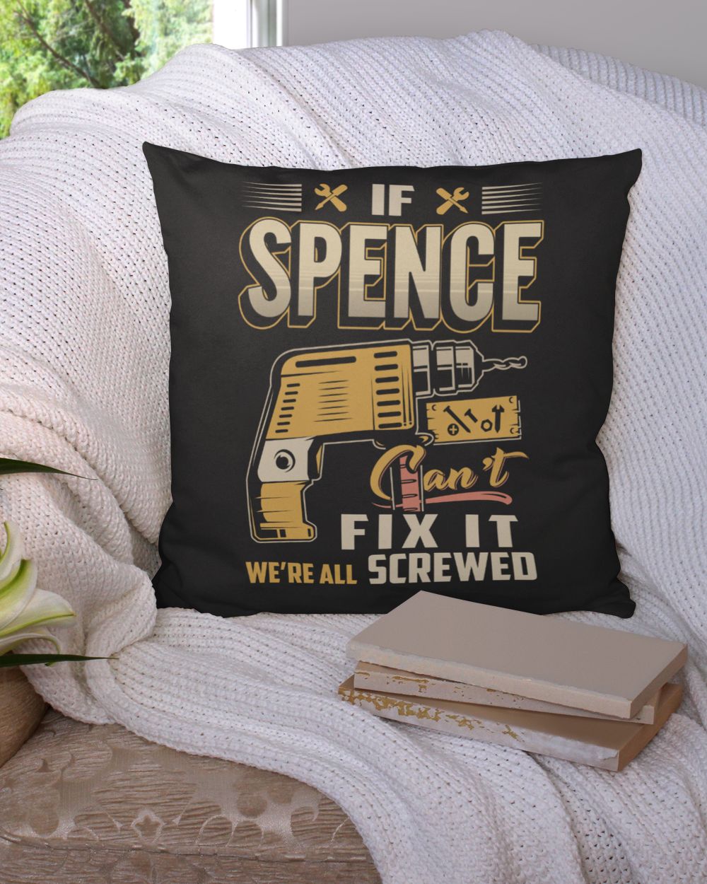 SPENCE Cotton Drill Pillow (Dual Sided) black 16x16in