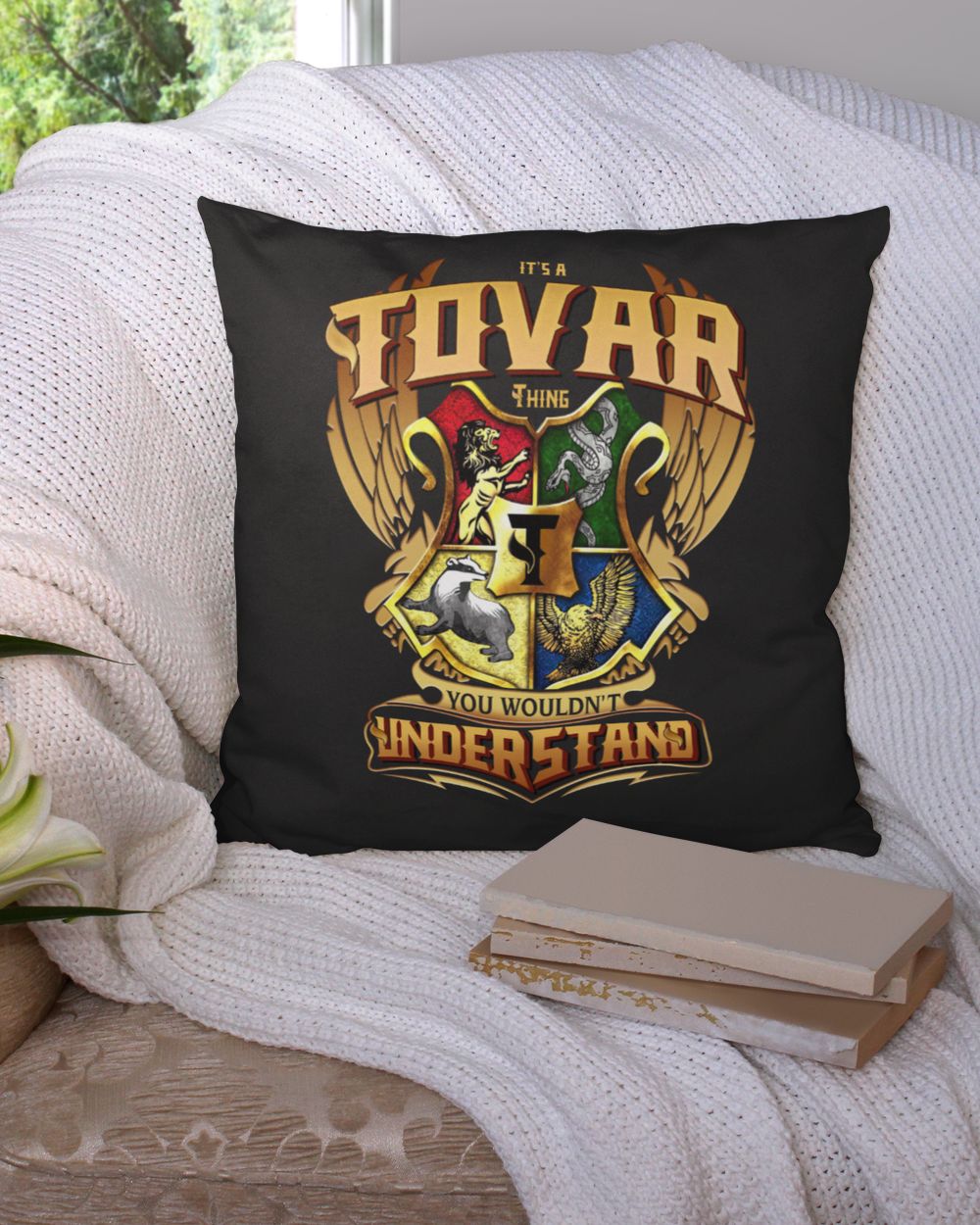 TOVAR Cotton Drill Pillow (Dual Sided) black 16x16in