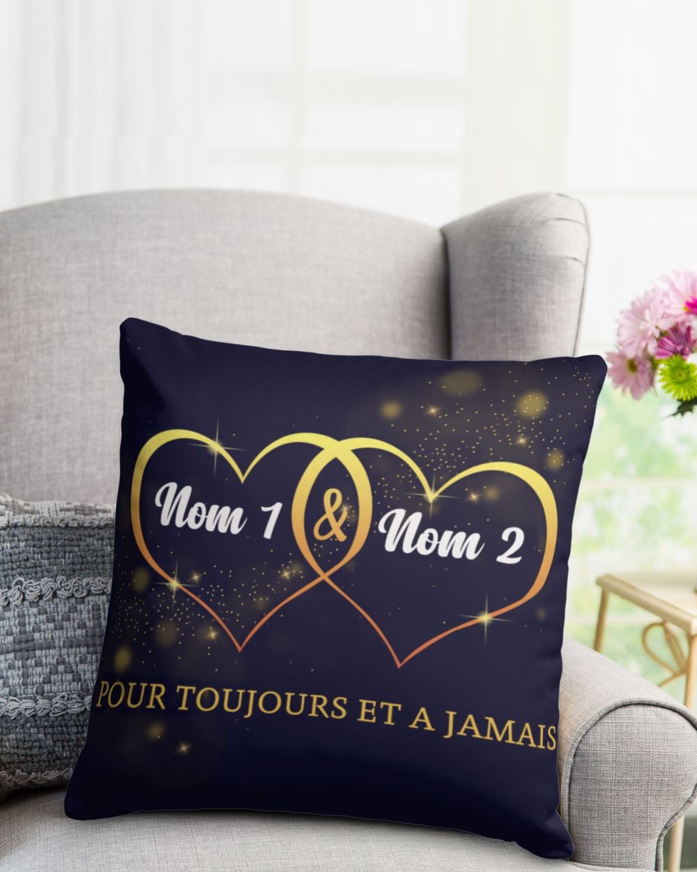 FR - POUR TOUJOURS ET A JAMAIS Cotton Drill Pillow (Dual Sided)