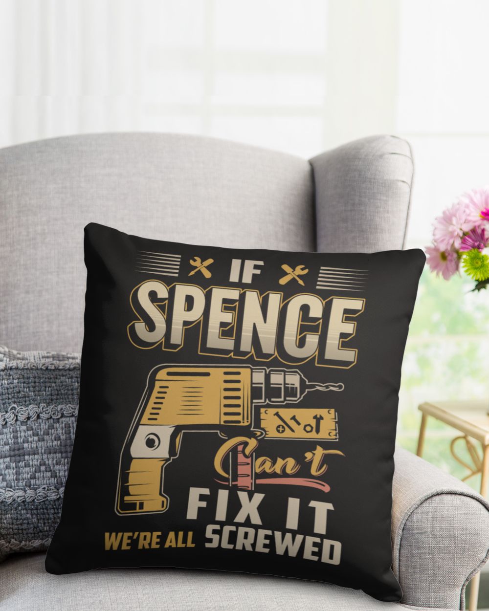 SPENCE Cotton Drill Pillow (Dual Sided) black 16x16in