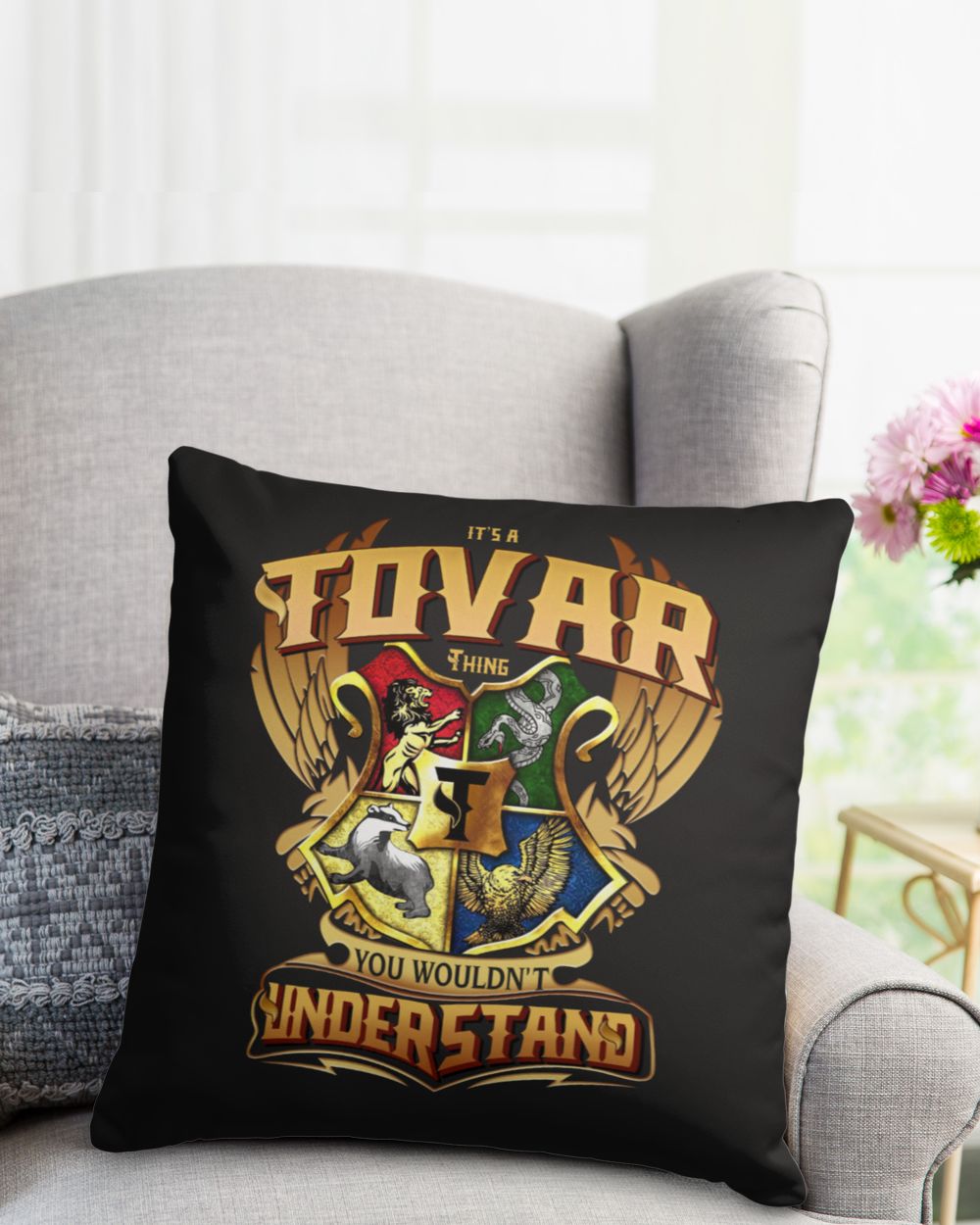 TOVAR Cotton Drill Pillow (Dual Sided) black 16x16in