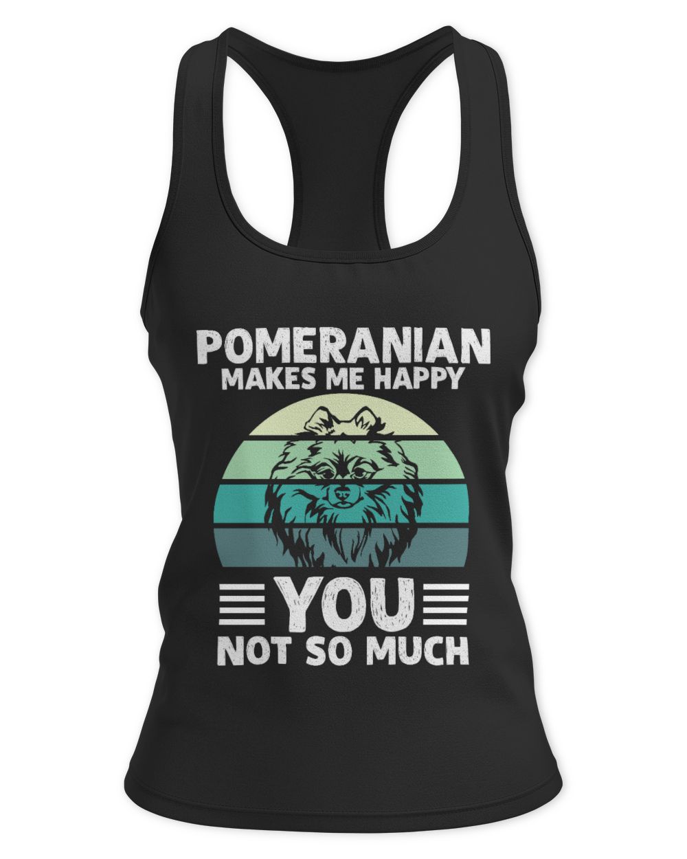 POMERANIAN MAKES ME HAPPY Women's Ideal Racerback Tank black xs