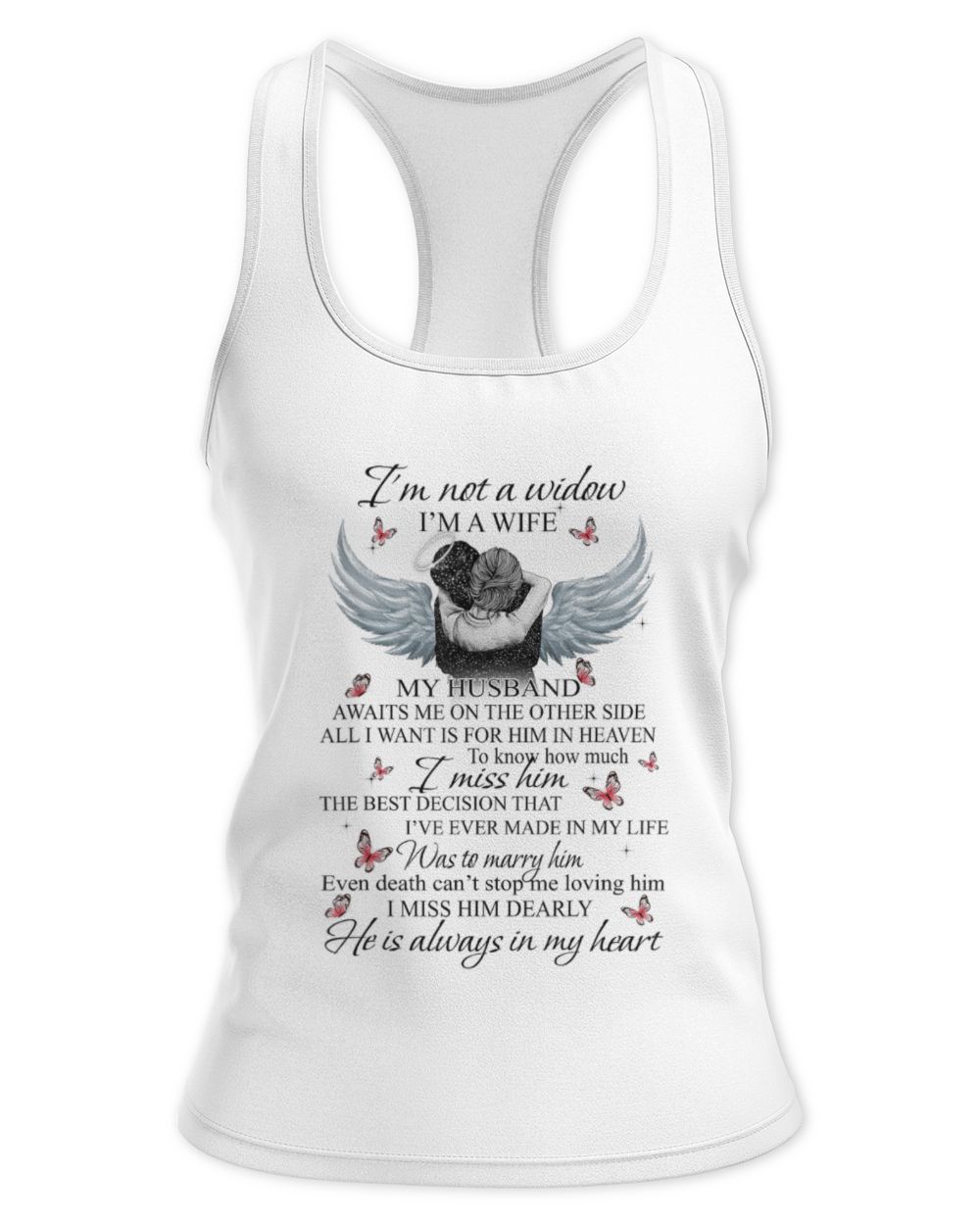 I AM A WIFE - MY HUSBAND WITH WING Women's Ideal Racerback Tank white xs