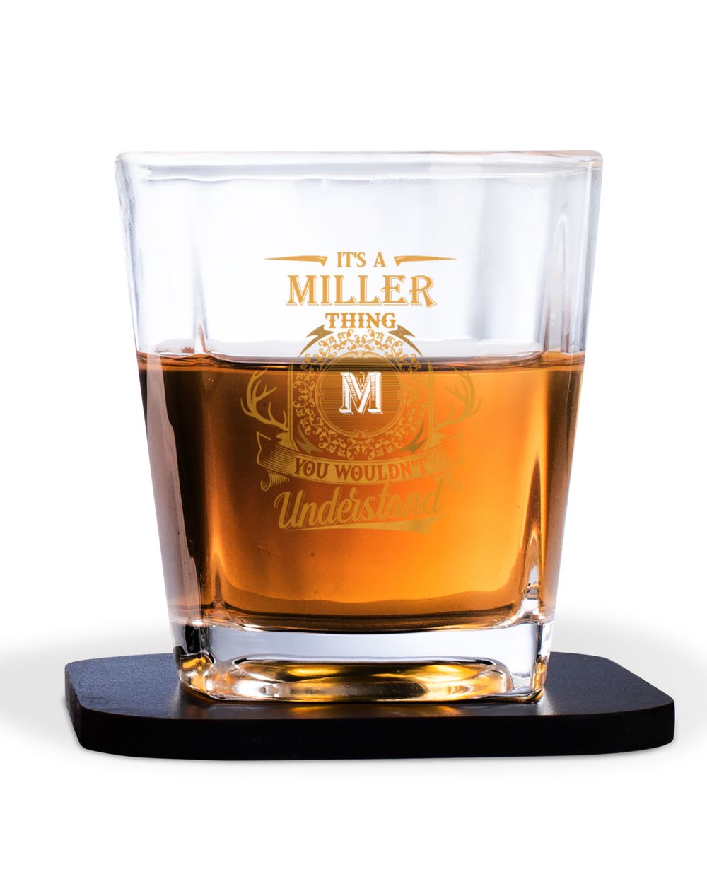 Personalized Decanter Gift For Hunter Funny Saying Gift For Hunting Lover Decanter Set Full - 4 Glasses + 4 Coasters one size